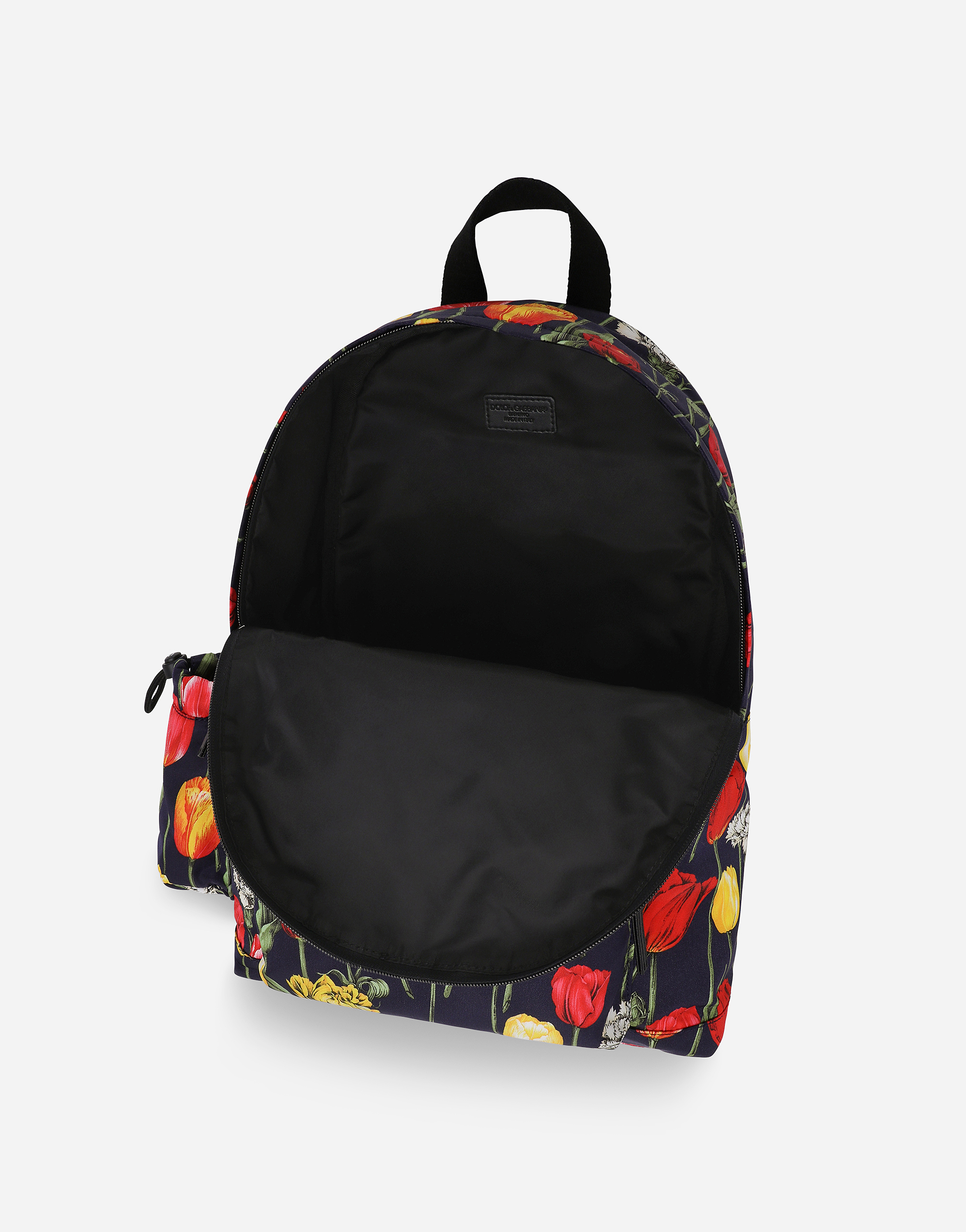 Shop Dolce & Gabbana Tulip-print Nylon Backpack With Branded Tag