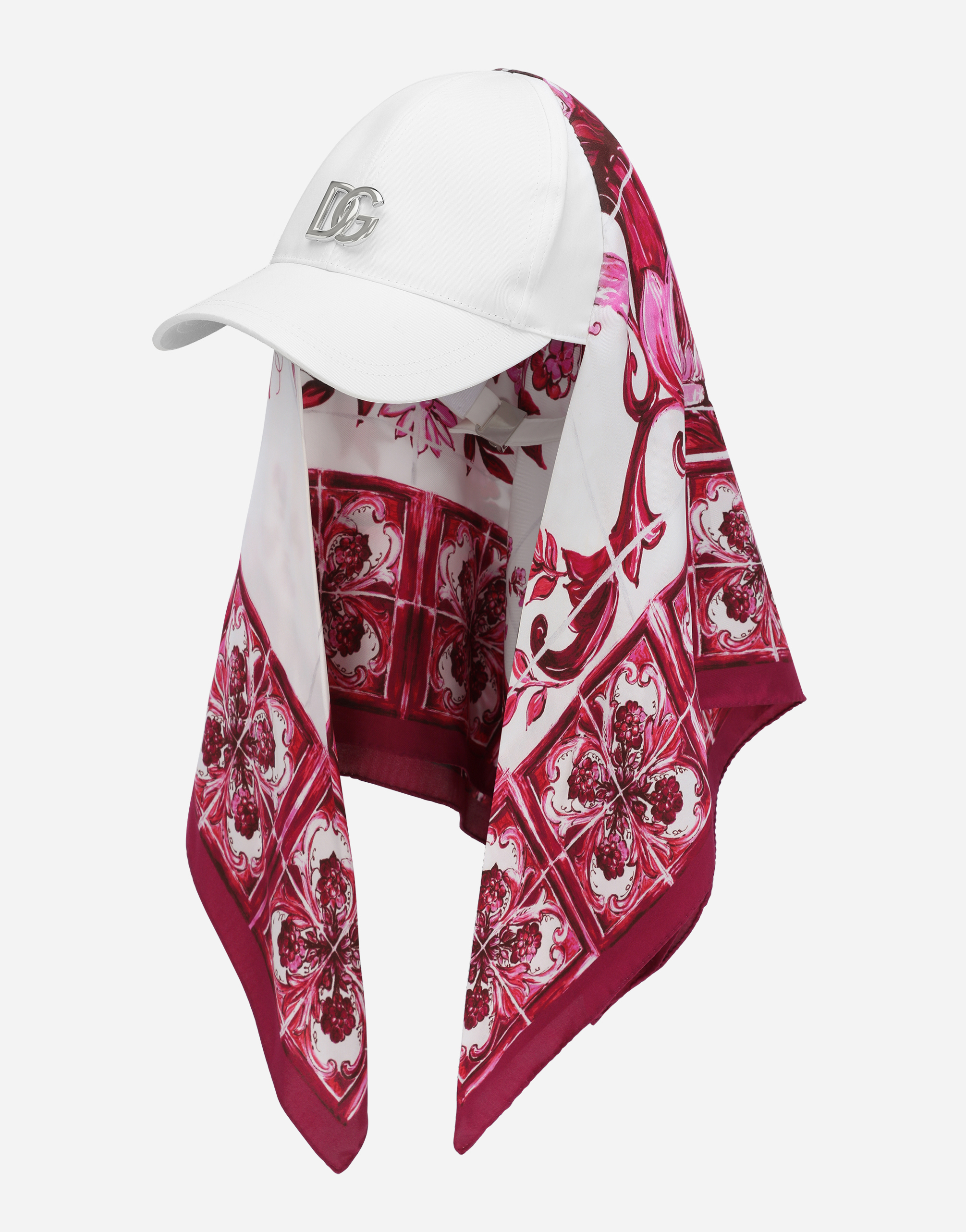 Baseball cap with Majolica-print scarf