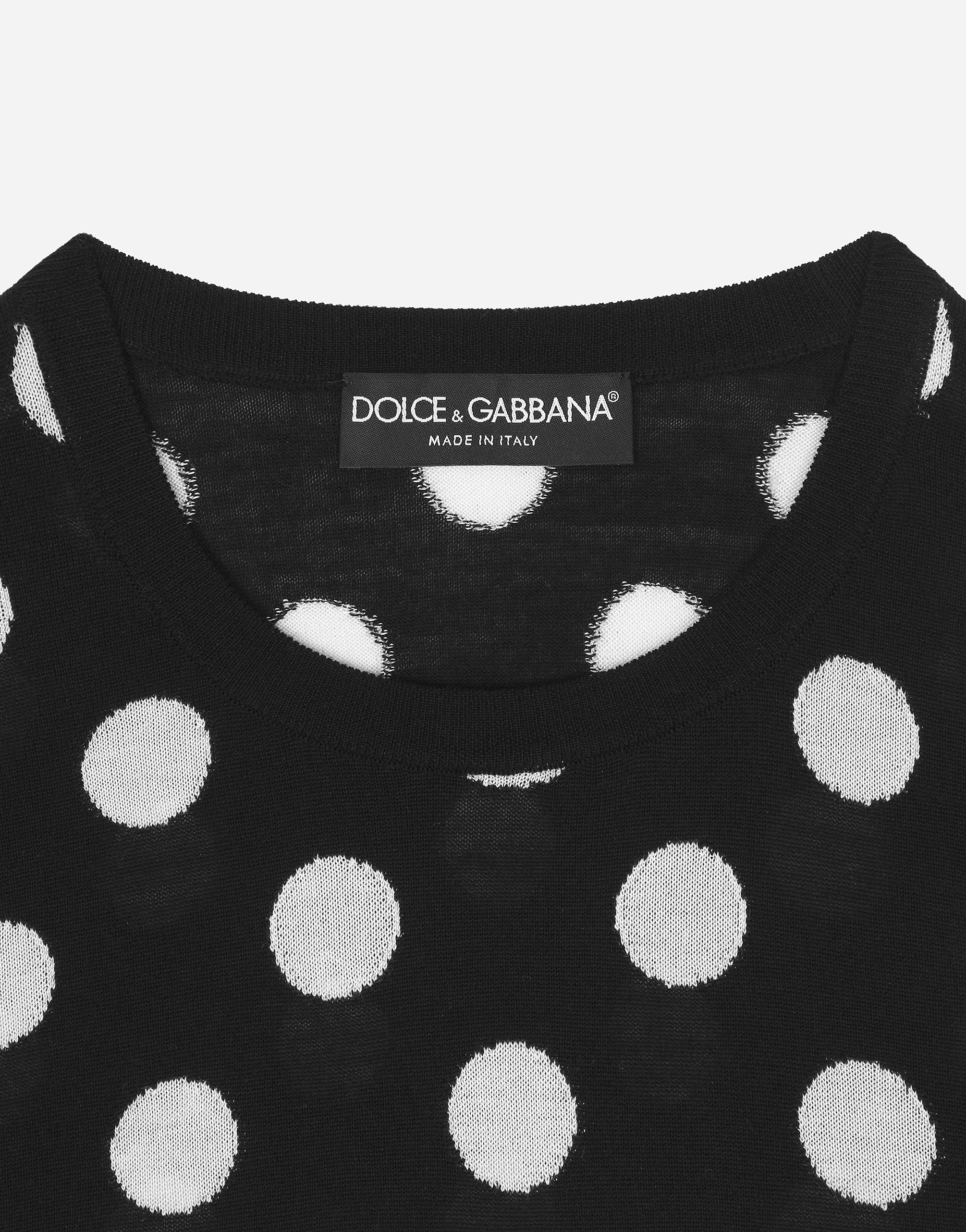 Shop Dolce & Gabbana Wool And Silk Tank Top With Polka-dot Inlay In プリ