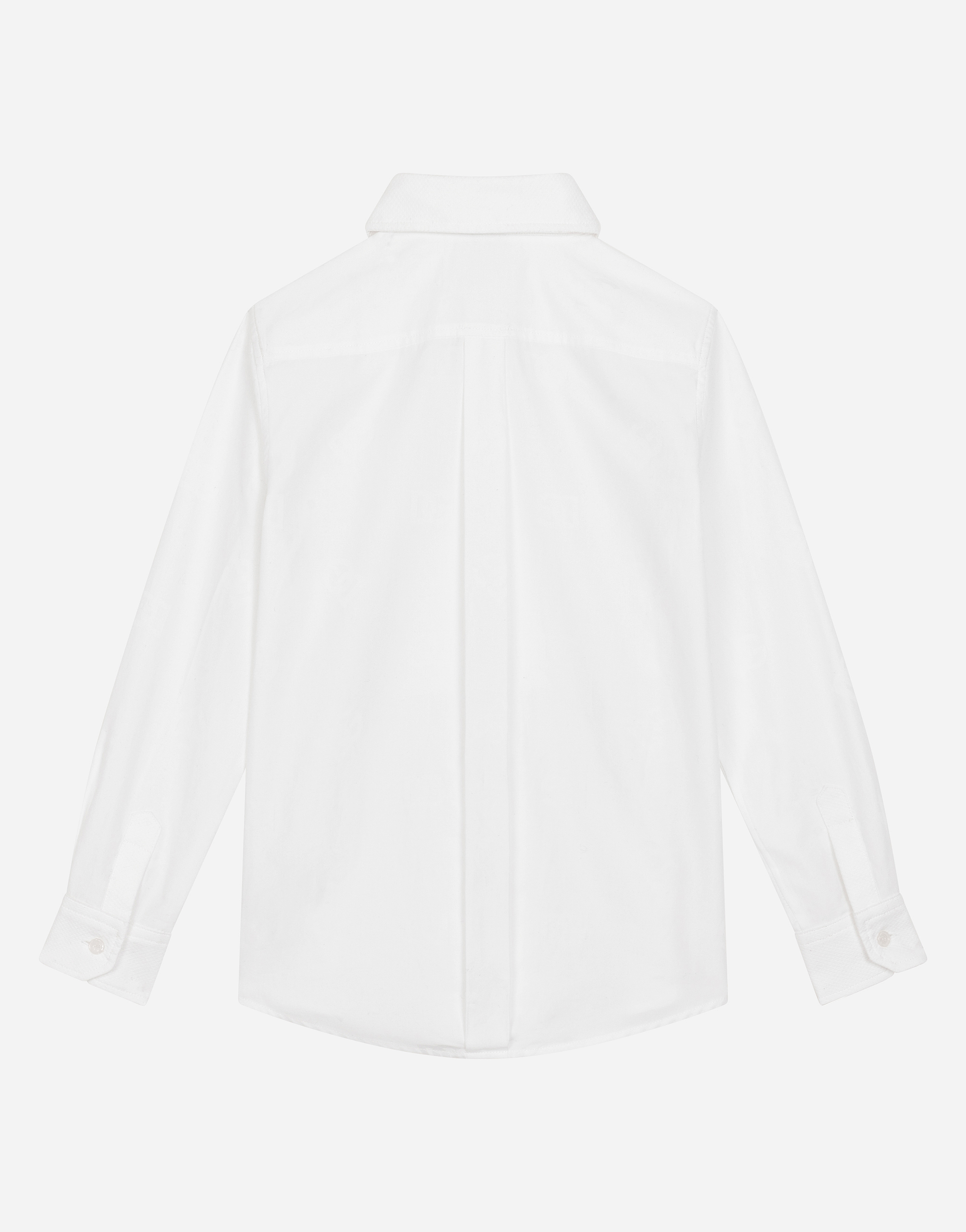 Shop Dolce & Gabbana Poplin Jacquard Shirt With Dg Logo In White