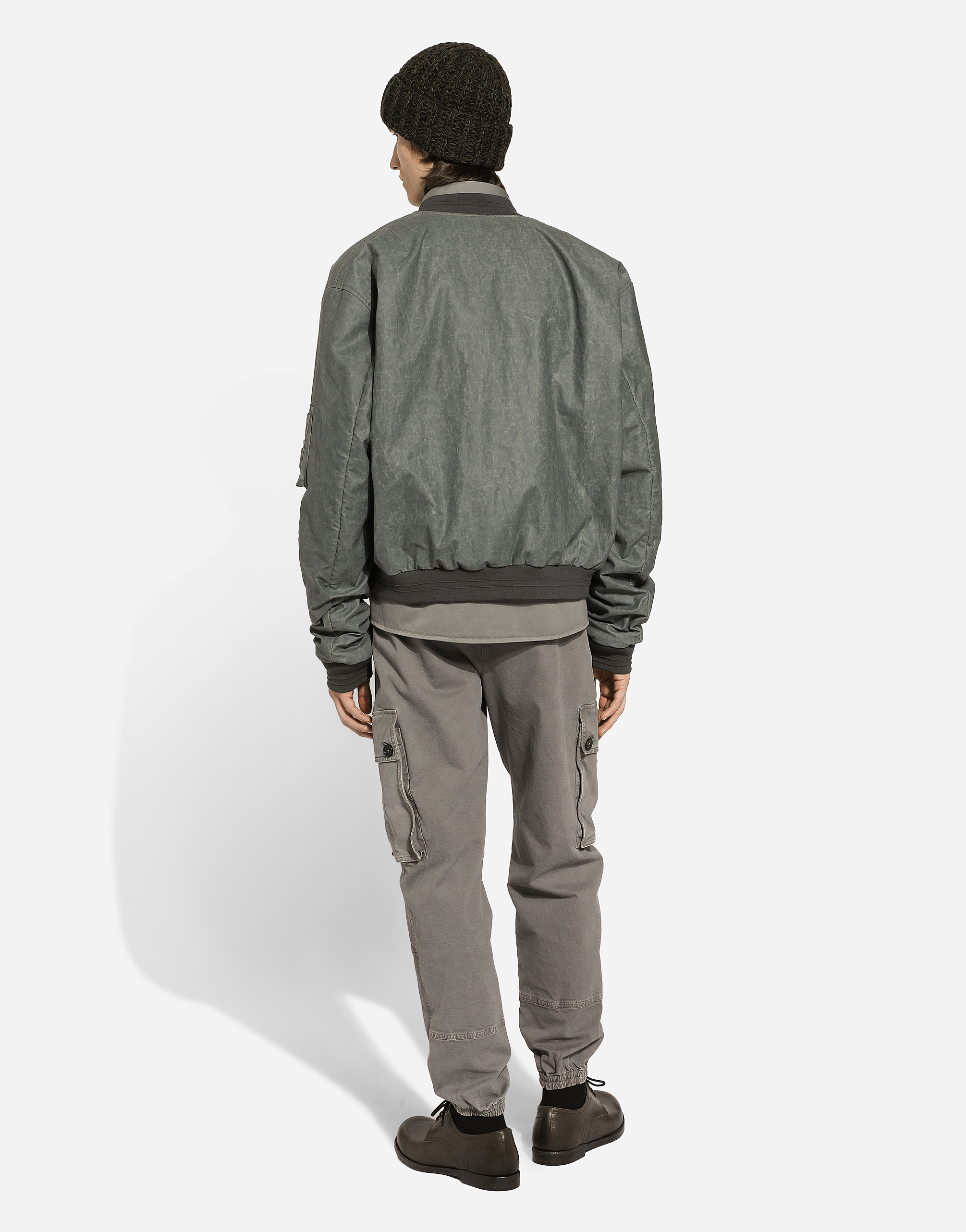 Shop Dolce & Gabbana Oversize Linen Bomber Jacket In Grey