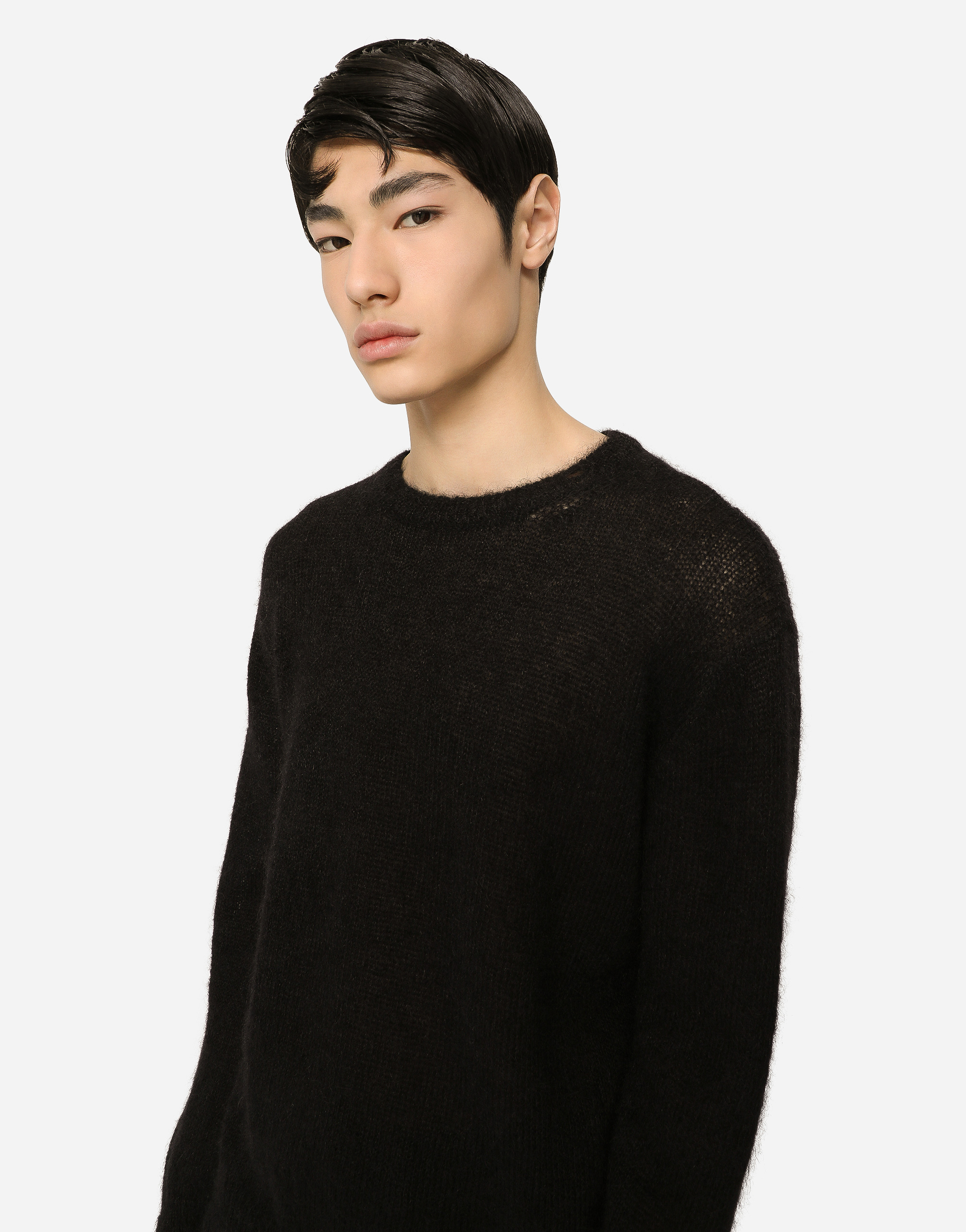 Round-neck mohair wool sweater in Black | Dolce&Gabbana®