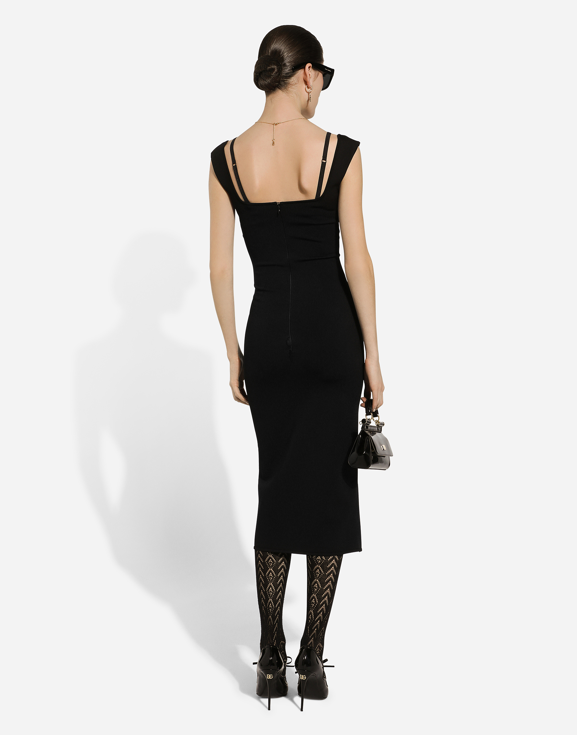 Shop Dolce & Gabbana Sleeveless Viscose Knit Dress In Black