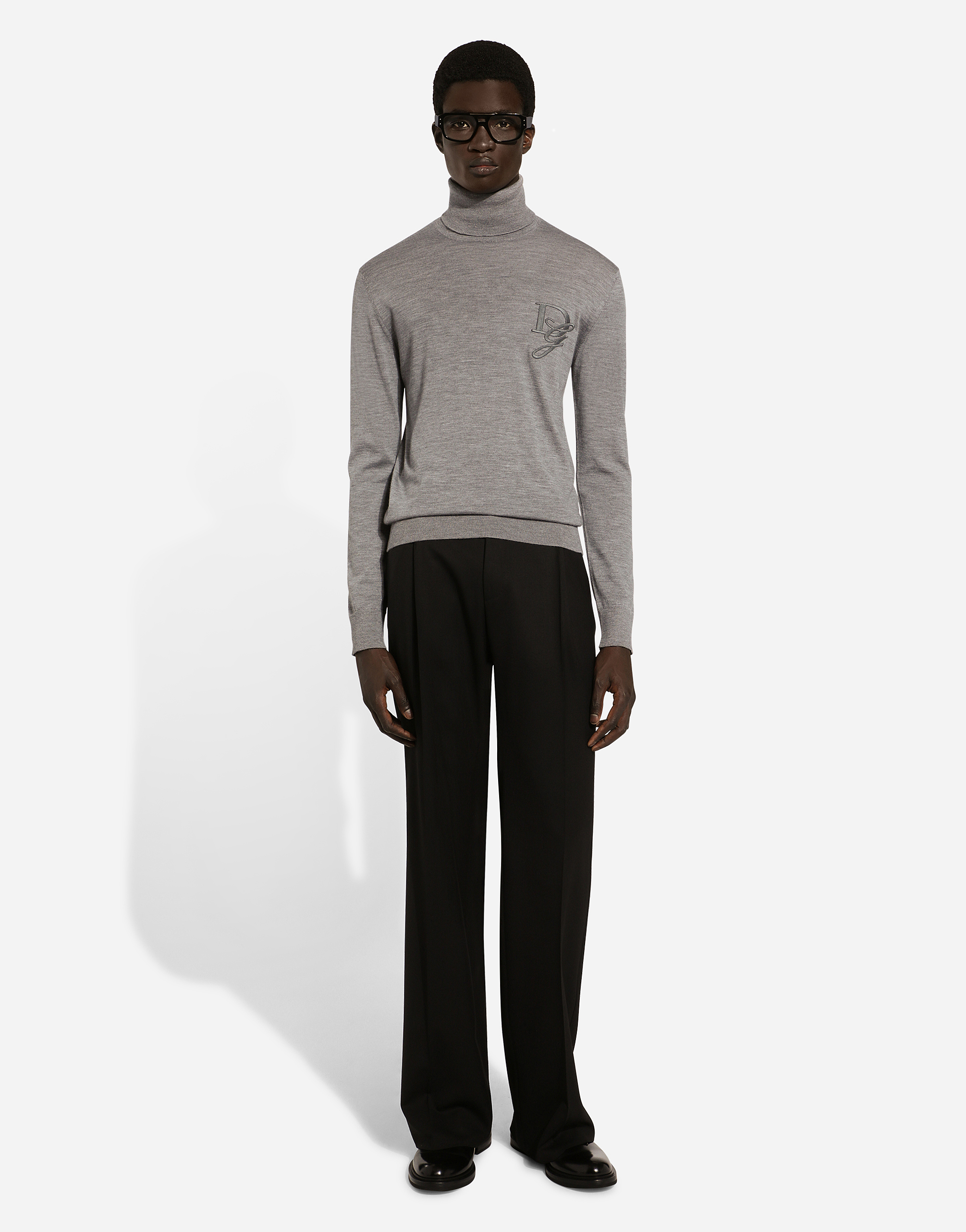 Shop Dolce & Gabbana Cashmere Turtle-neck Sweater In Grey