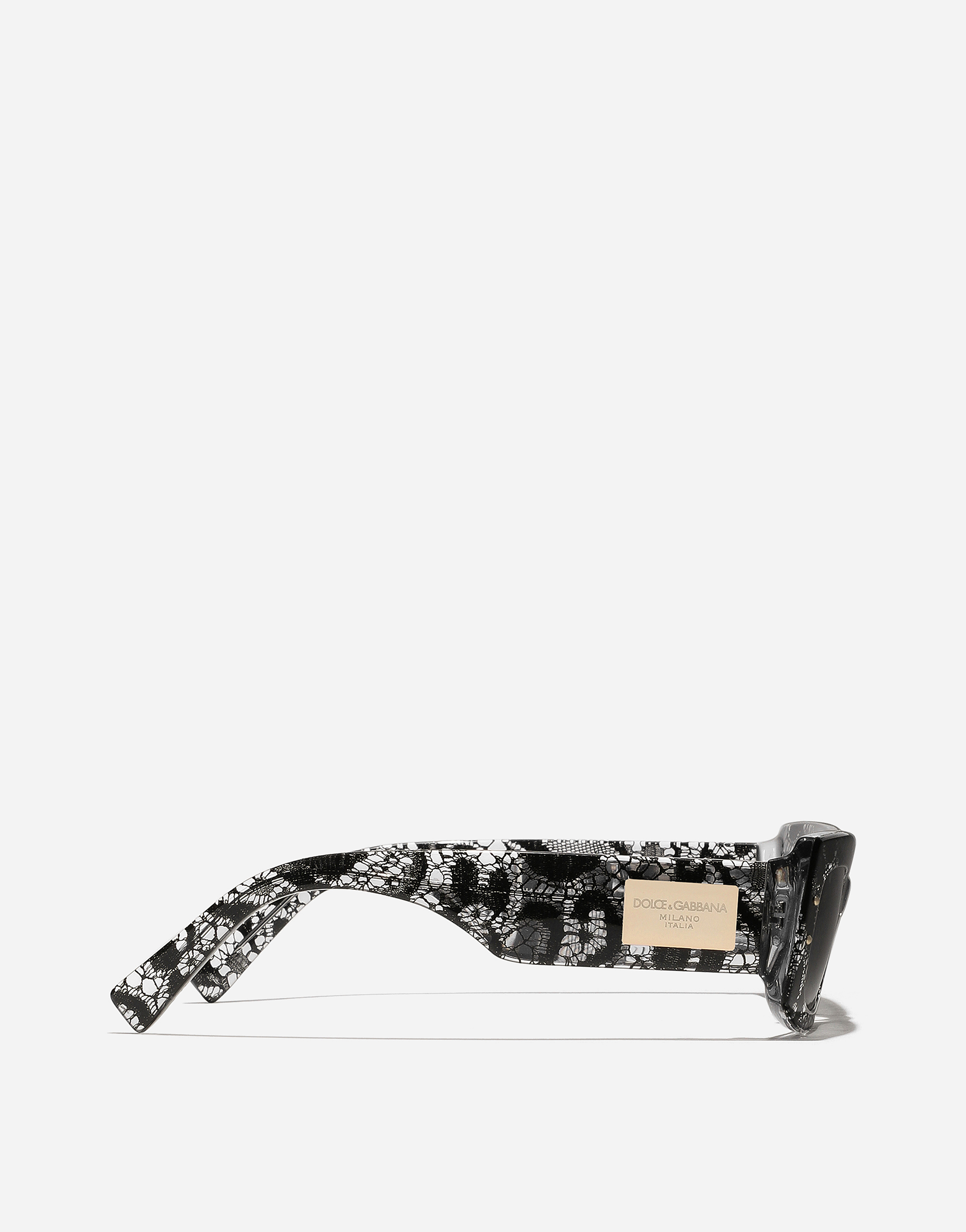 Shop Dolce & Gabbana Dg Plaque Sunglasses In Black Lace