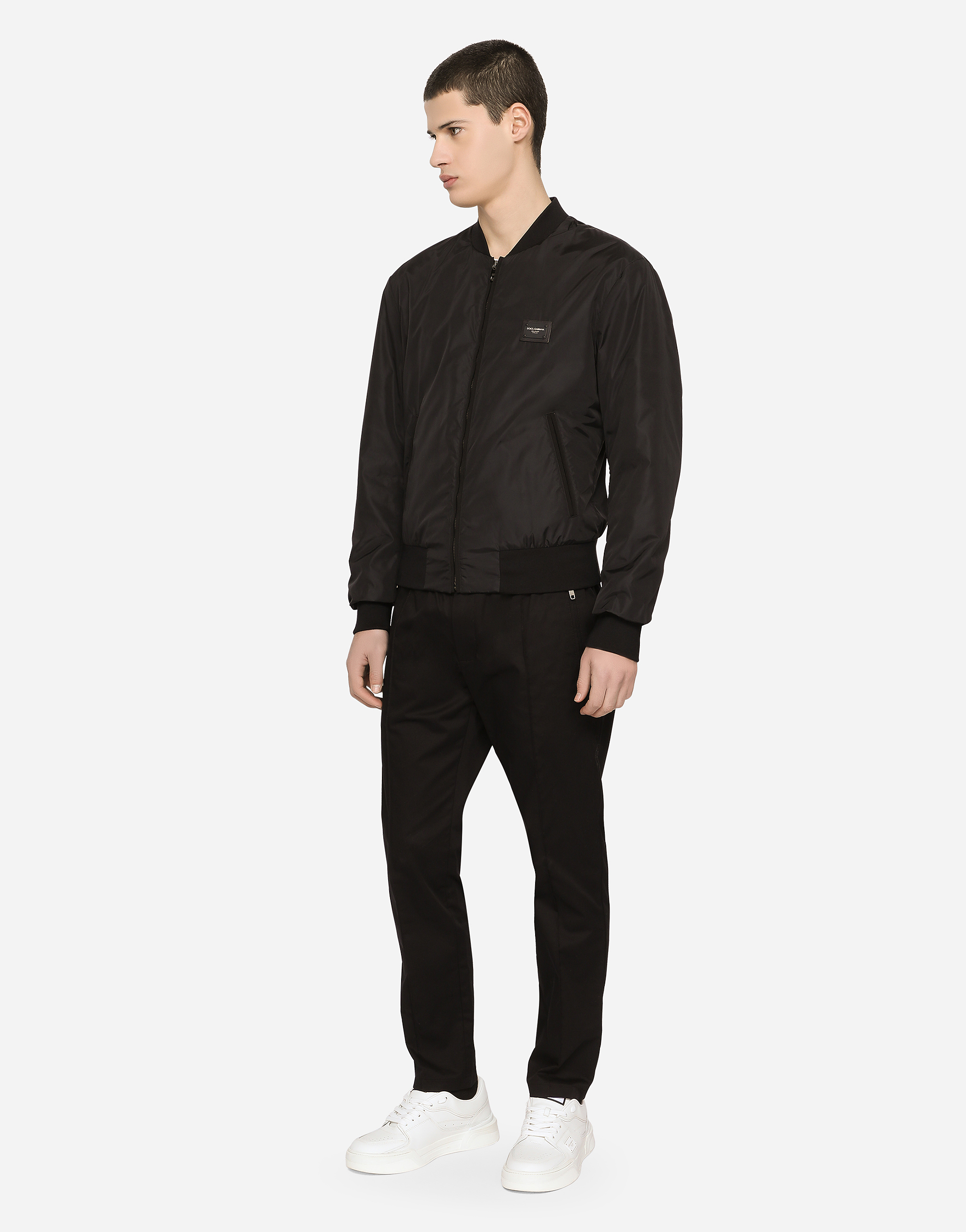 Nylon jacket with branded tag in BLACK for Men | Dolce&Gabbana®