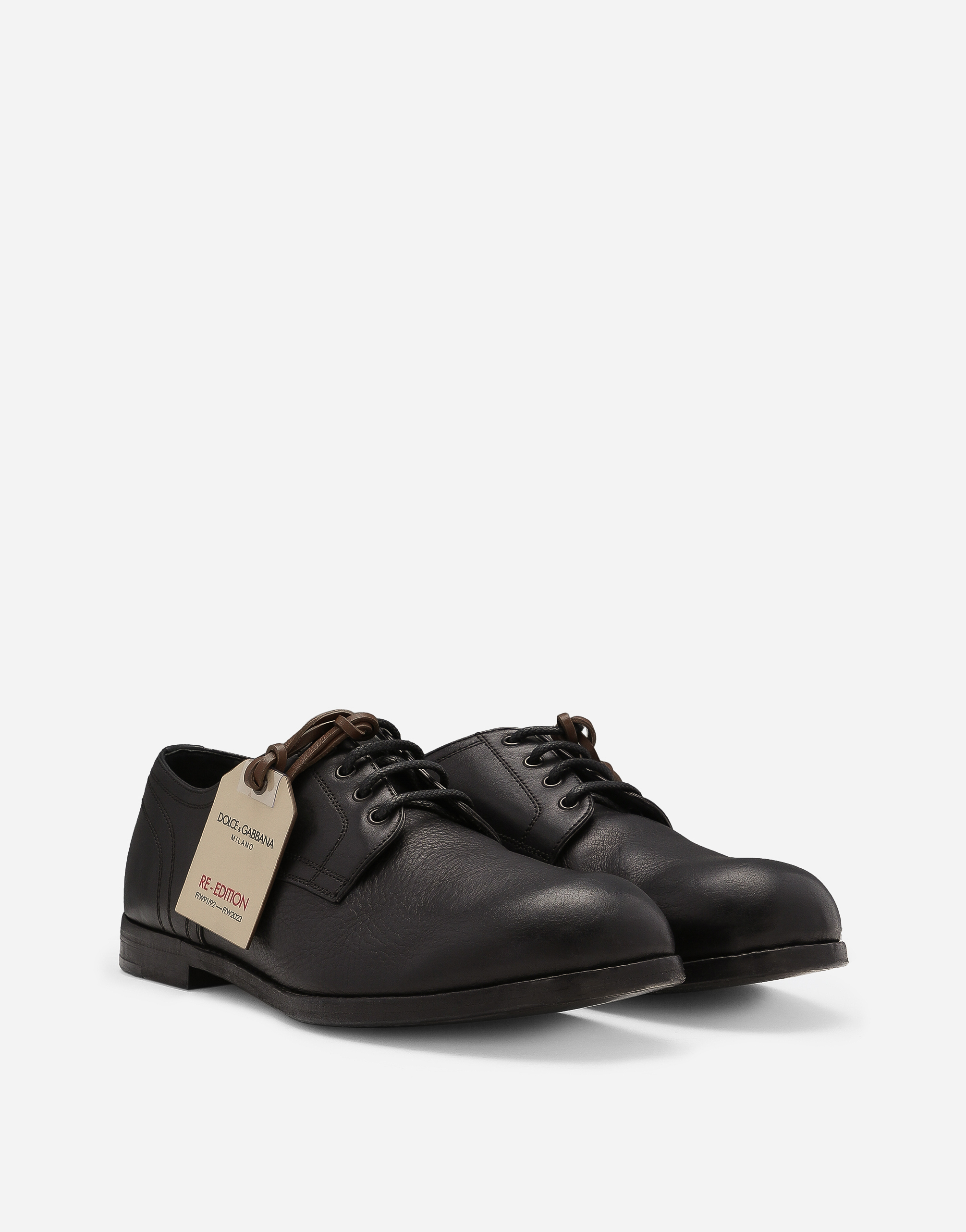 Leather Derby Shoes in Black | Dolce&Gabbana®