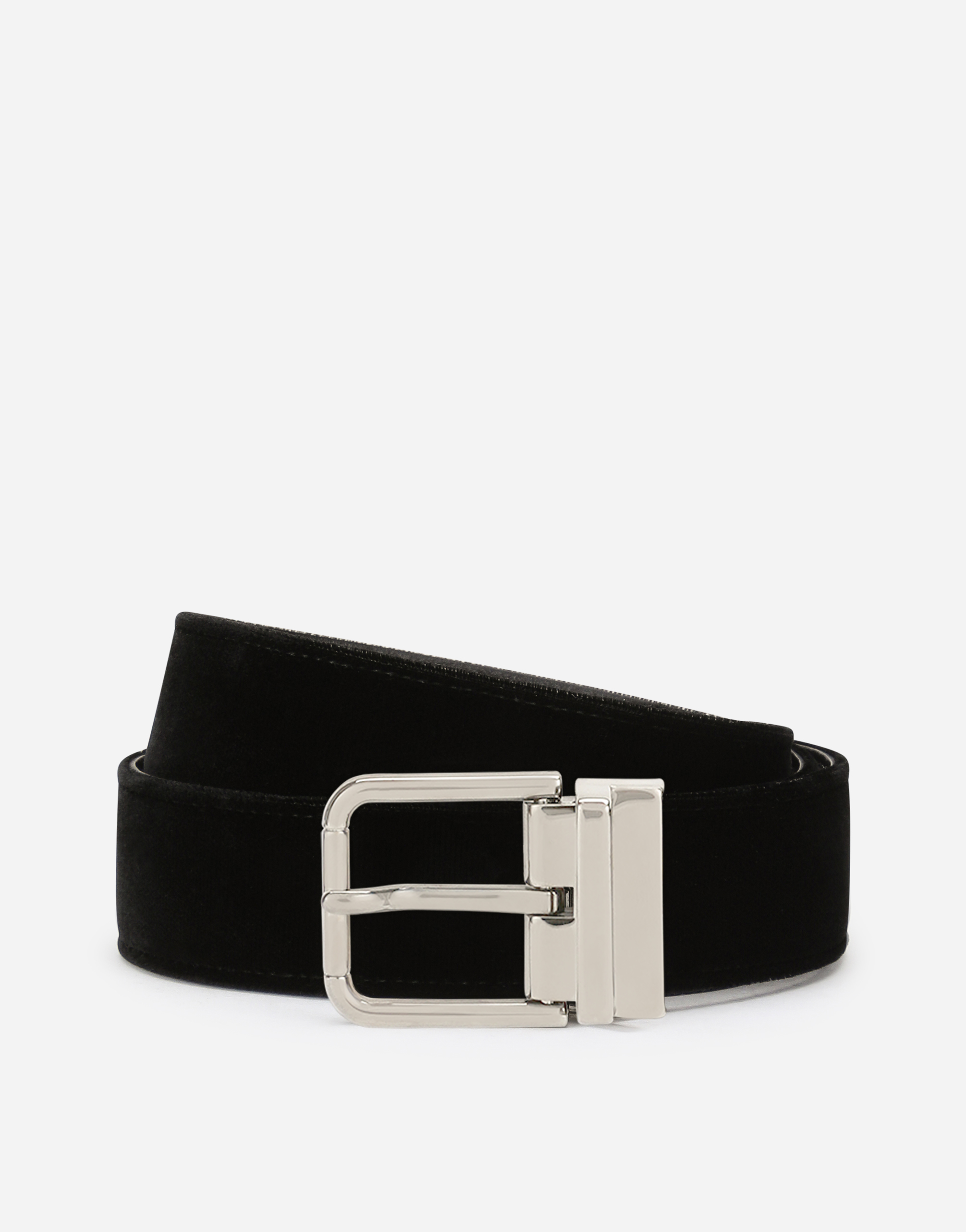 男士黑Cotton velvet belt | Dolce&Gabbana®