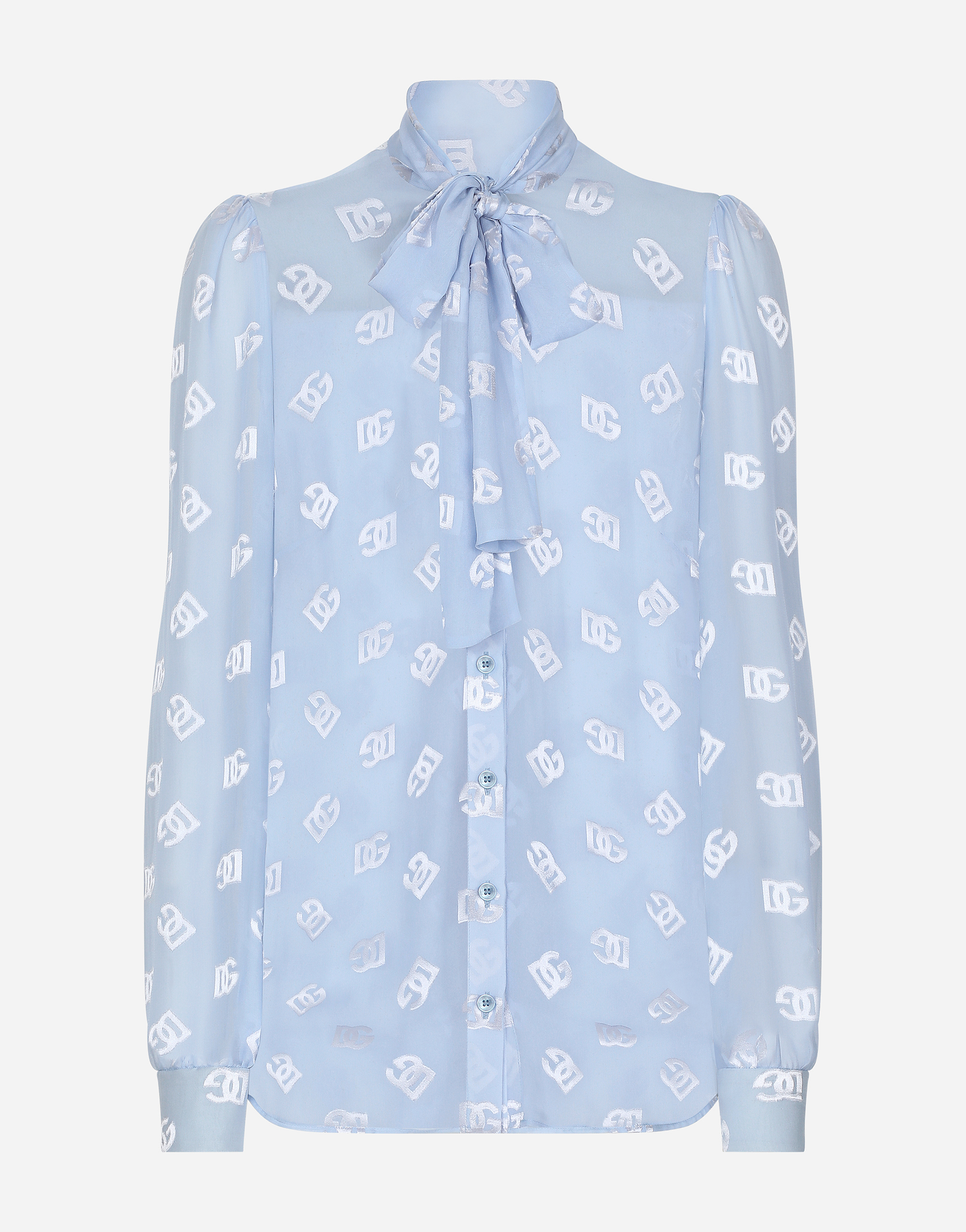 Shop Dolce & Gabbana Dévoré Silk Shirt With Dg Logo In Purple