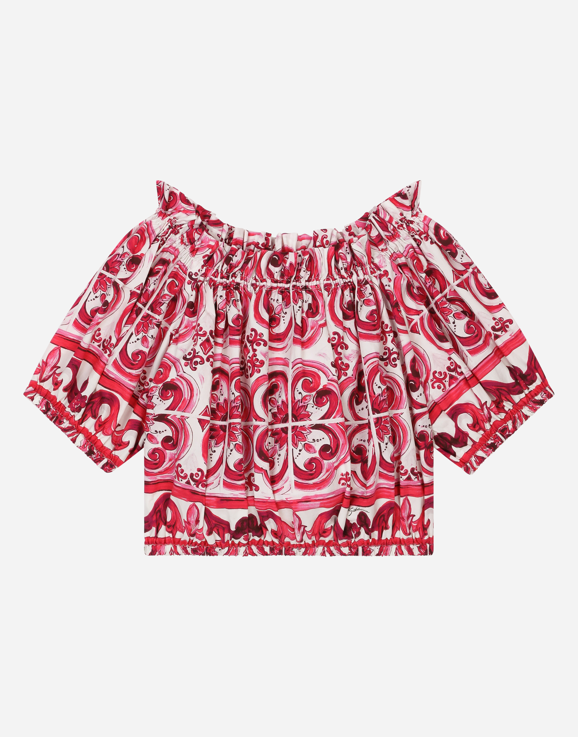 Majolica-print poplin top in Multicolor for