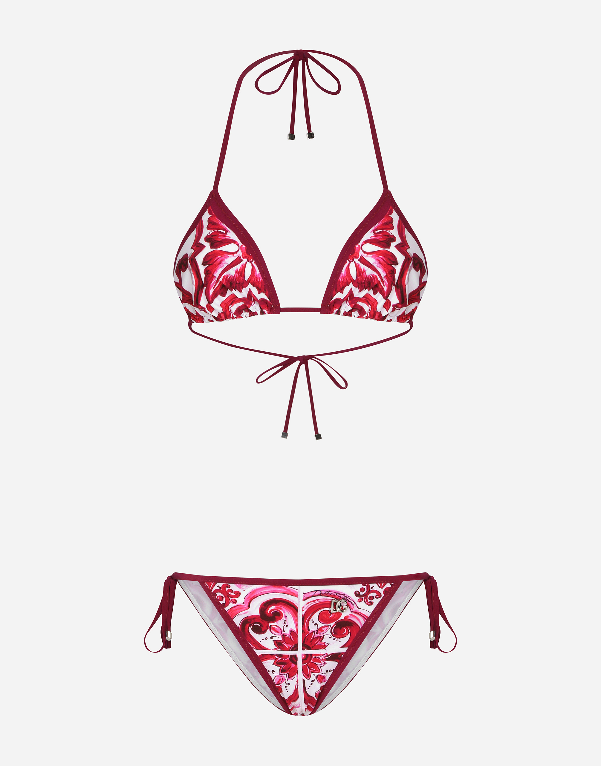 Majolica print triangle bikini in Multicolor for Women