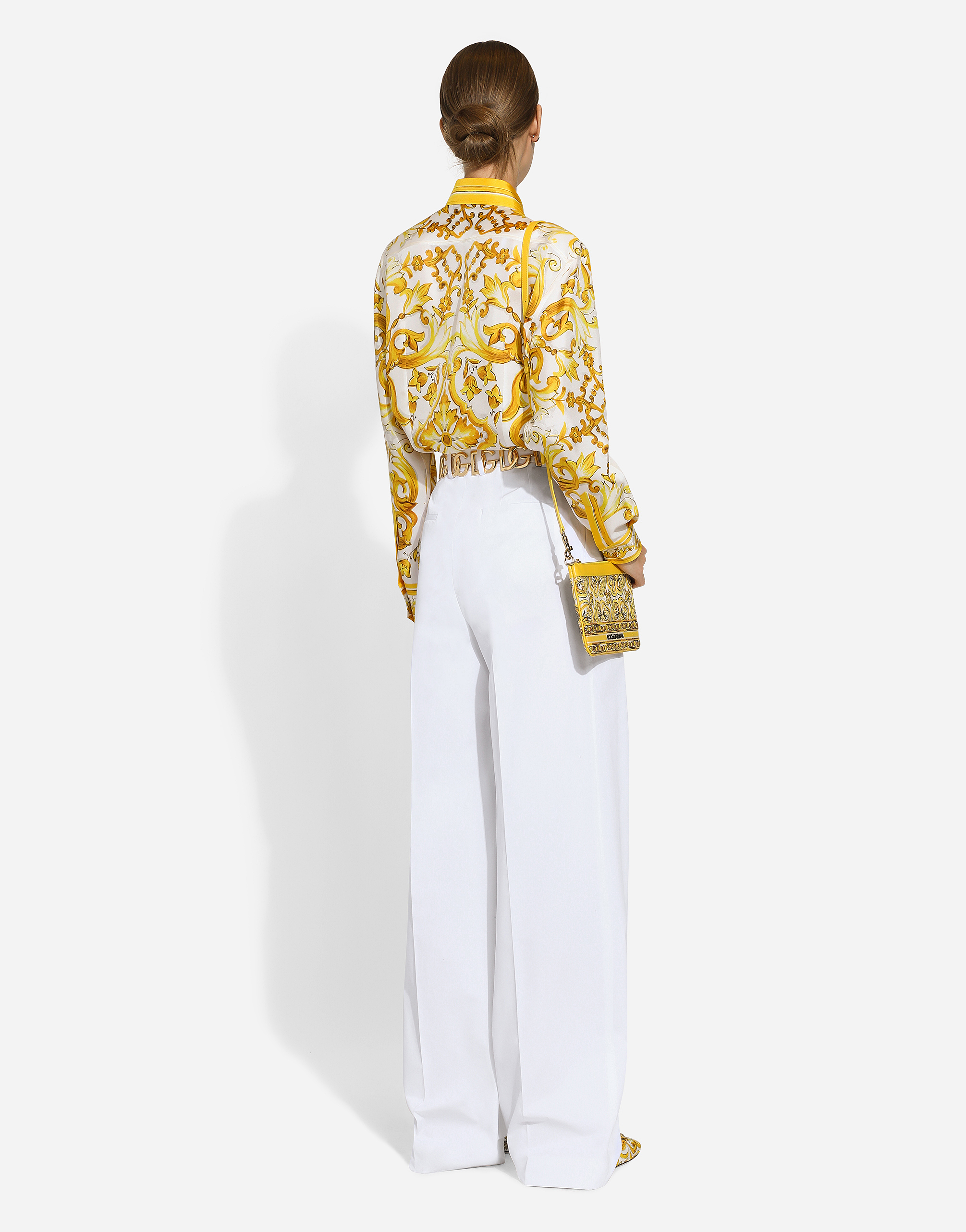 Shop Dolce & Gabbana Silk Twill Shirt With Majolica Print