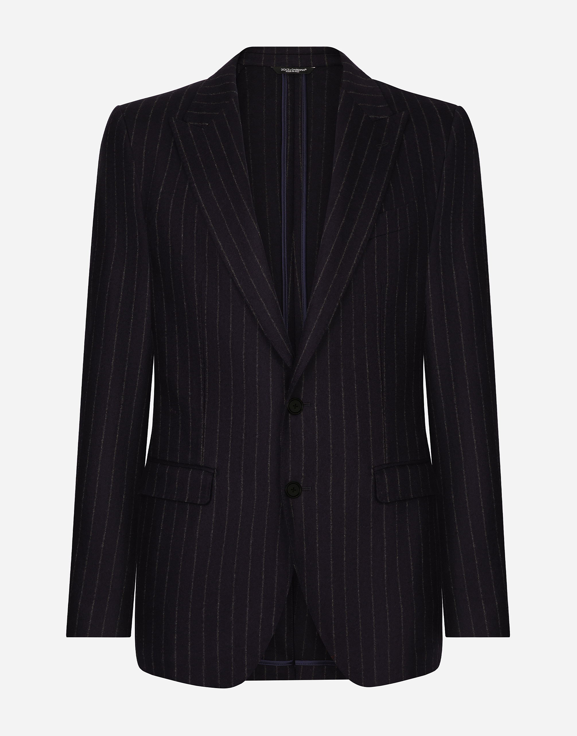 Shop Dolce & Gabbana Single-breasted Pinstripe Flannel Taormina-fit Jacket In Multicolor