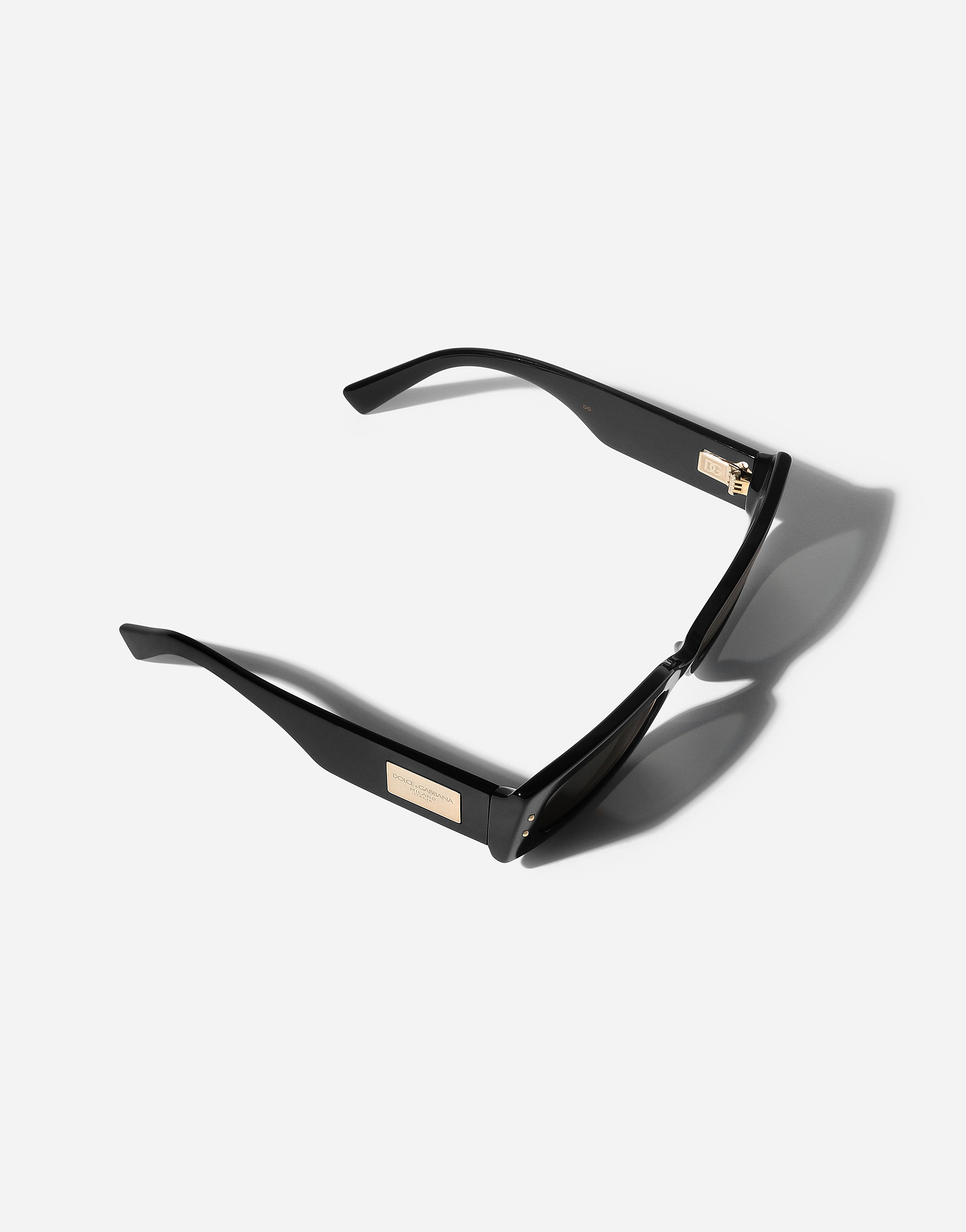 Shop Dolce & Gabbana Dg Plaque Sunglasses In Black