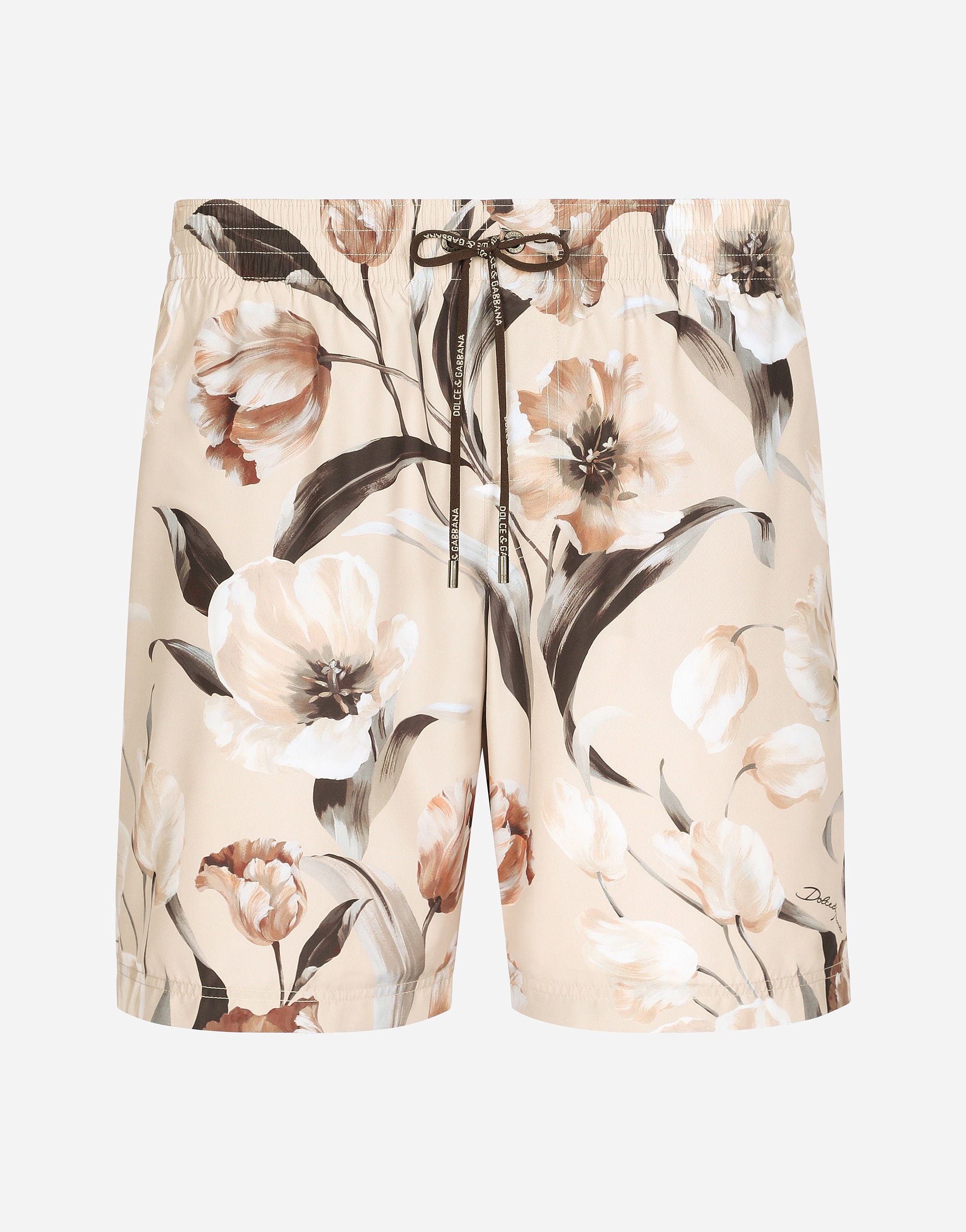 Shop Dolce & Gabbana Mid-rise Swim Trunks With Floral Print In プリ