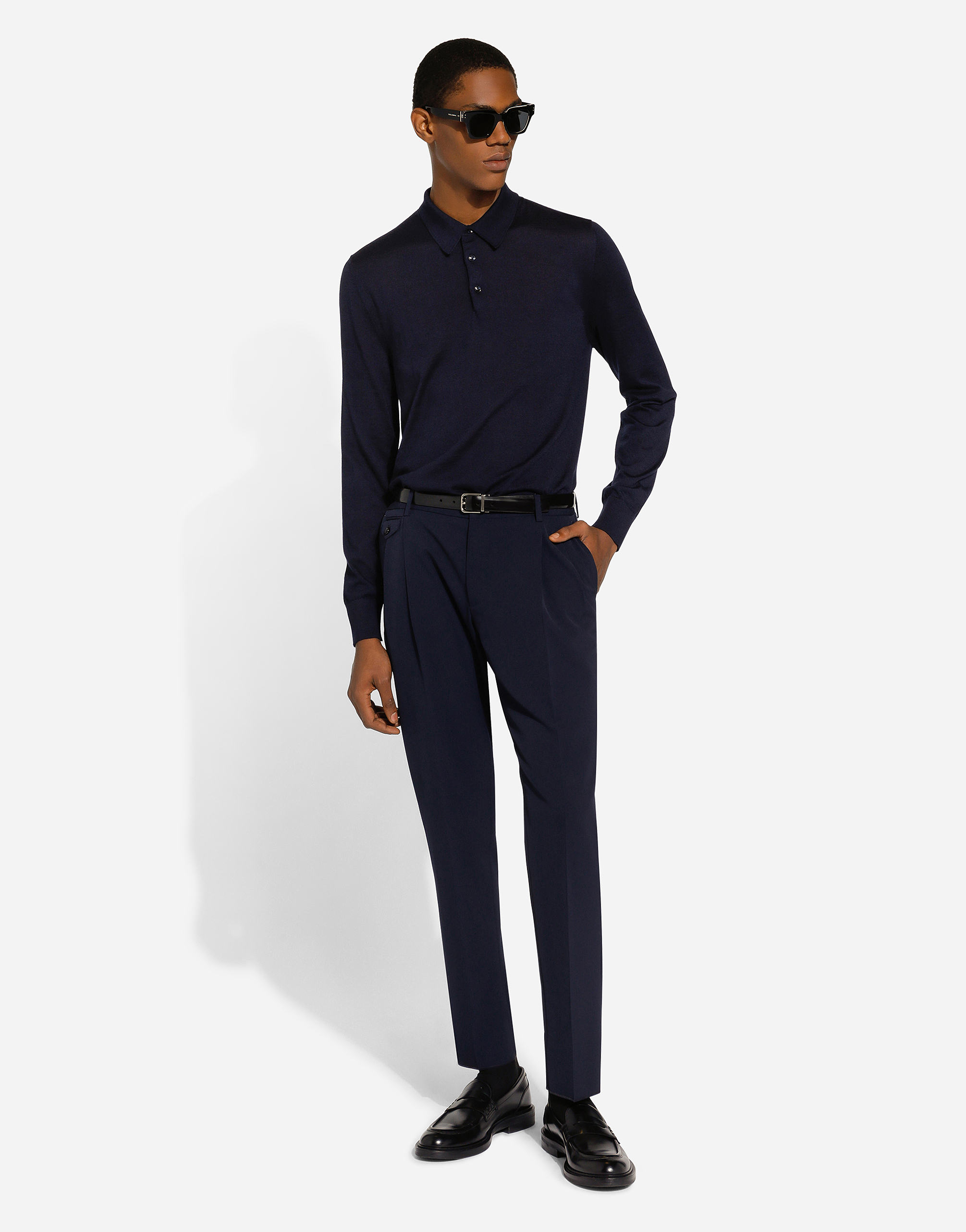 Shop Dolce & Gabbana Cashmere And Silk Polo-shirt In Blue