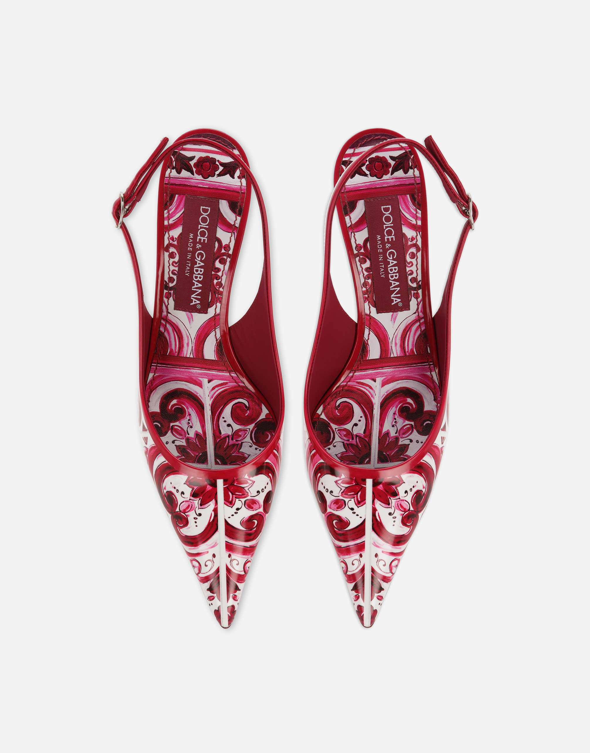 Shop Dolce & Gabbana Printed Polished Calfskin Slingbacks In Multicolor