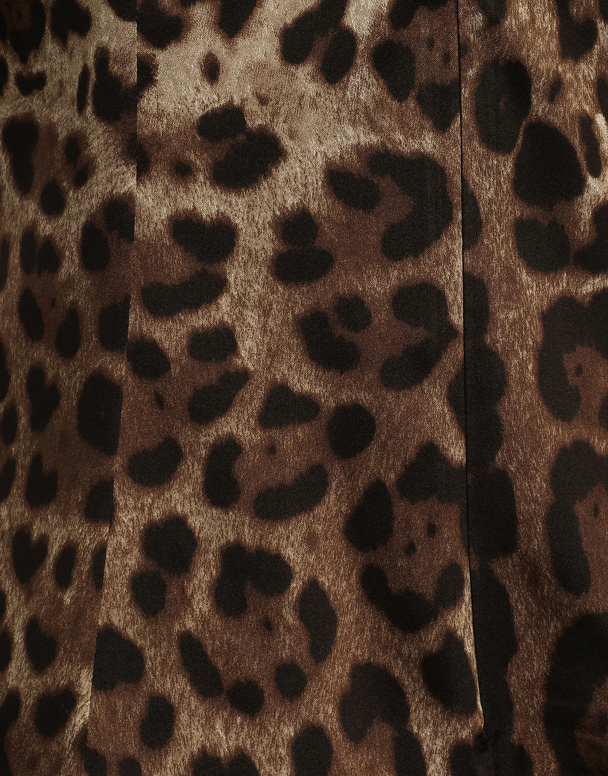 Leopard-print satin top with lace inlay in ANIMAL PRINT for Women