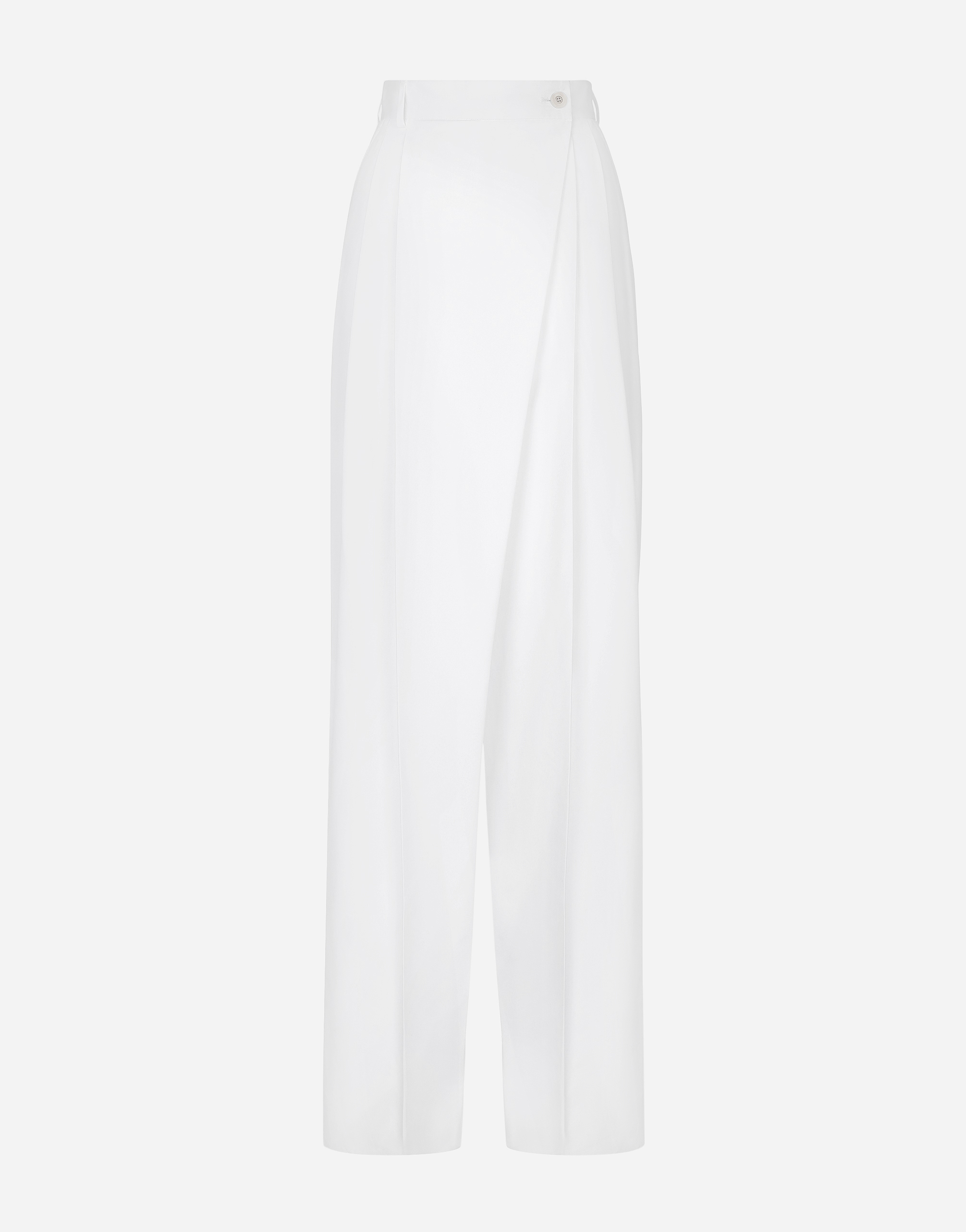 Shop Dolce & Gabbana Flared Cotton Poplin Pants In White