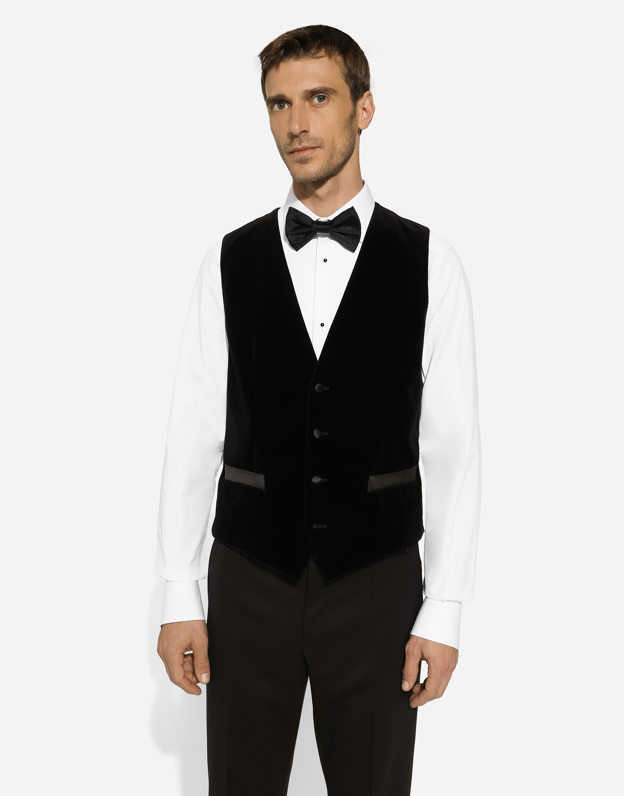 Shop Dolce & Gabbana Single-breasted Velvet Vest In Black