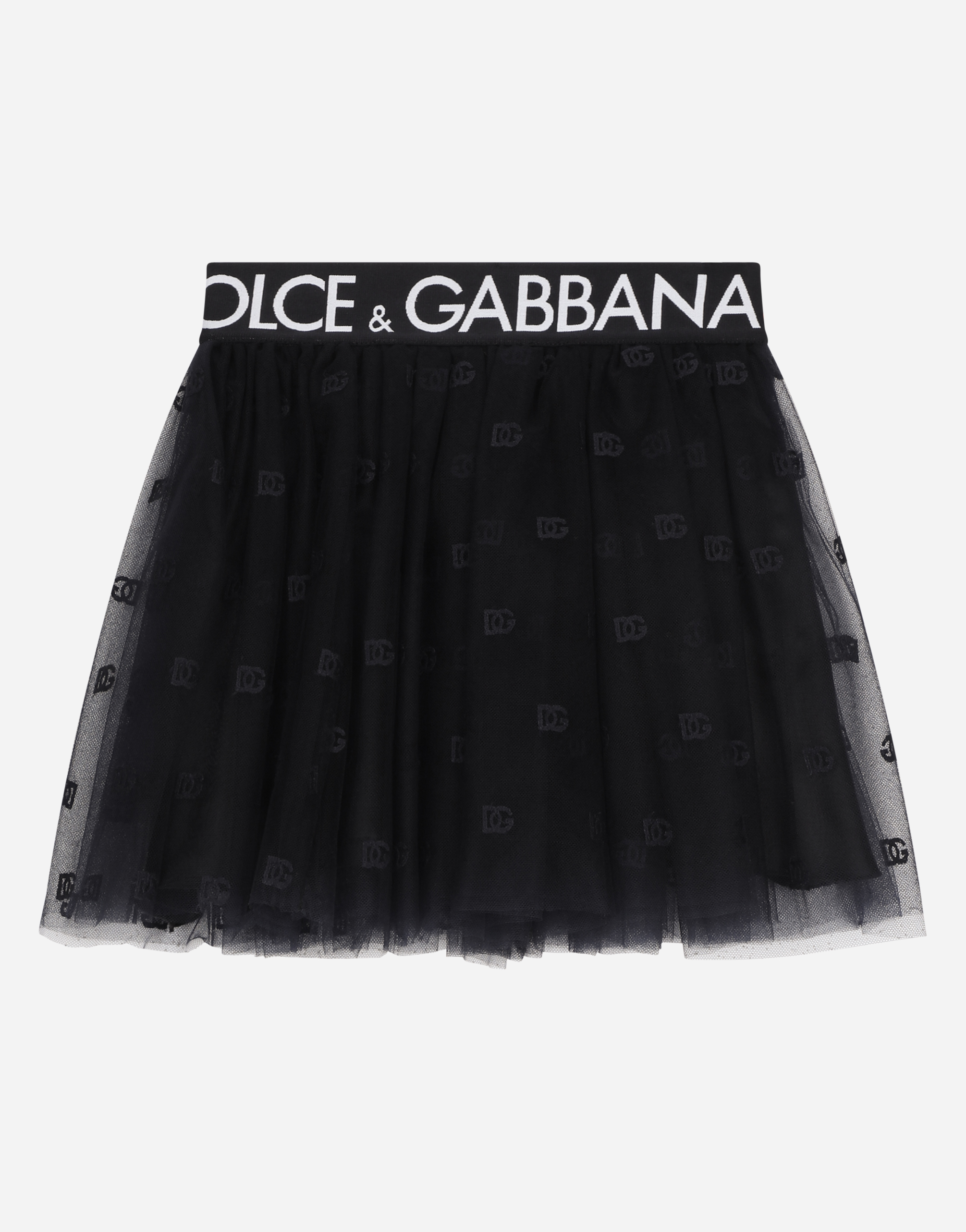 Multi-layered tulle miniskirt with branded elastic