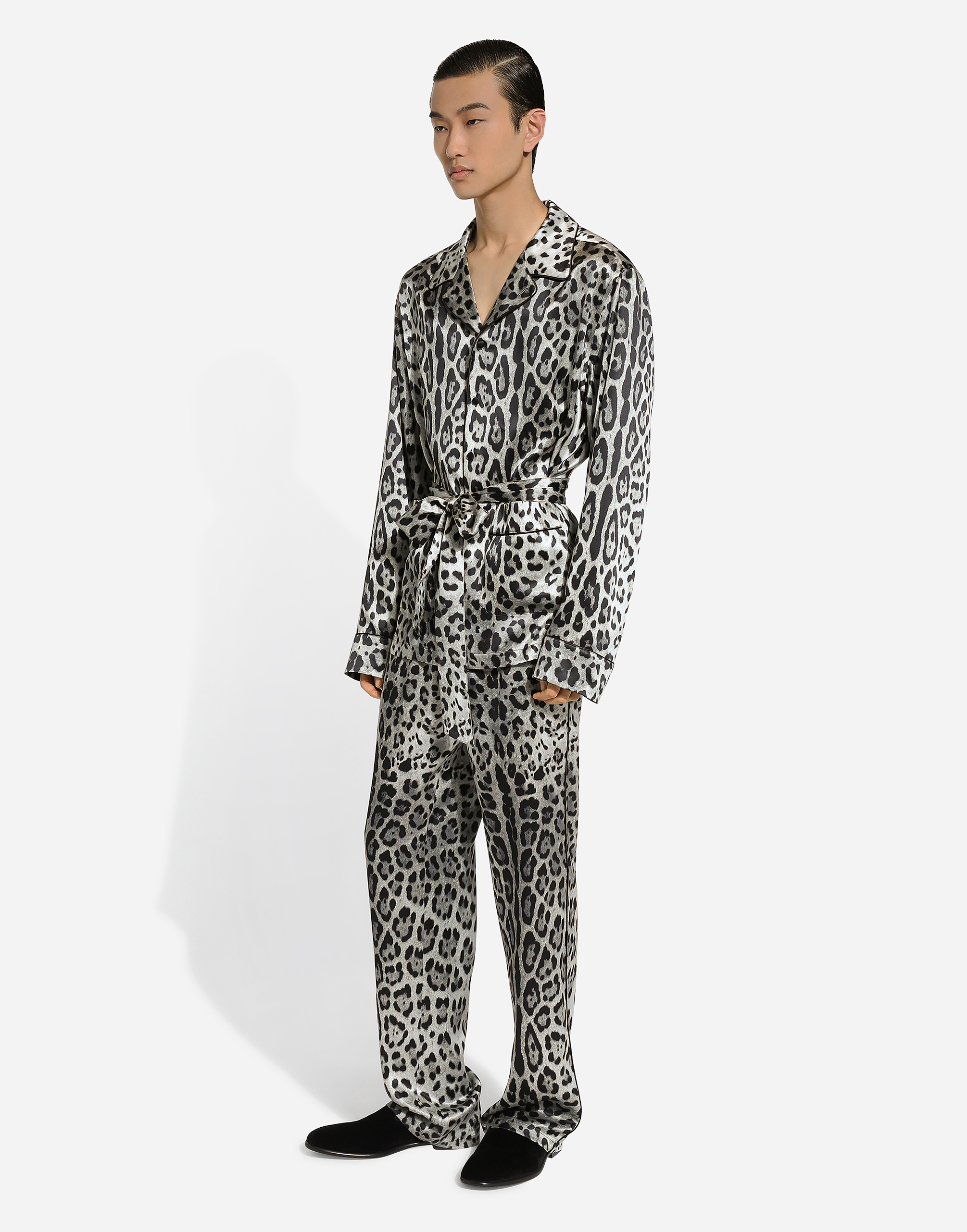 Shop Dolce & Gabbana Leopard-print Satin Robe