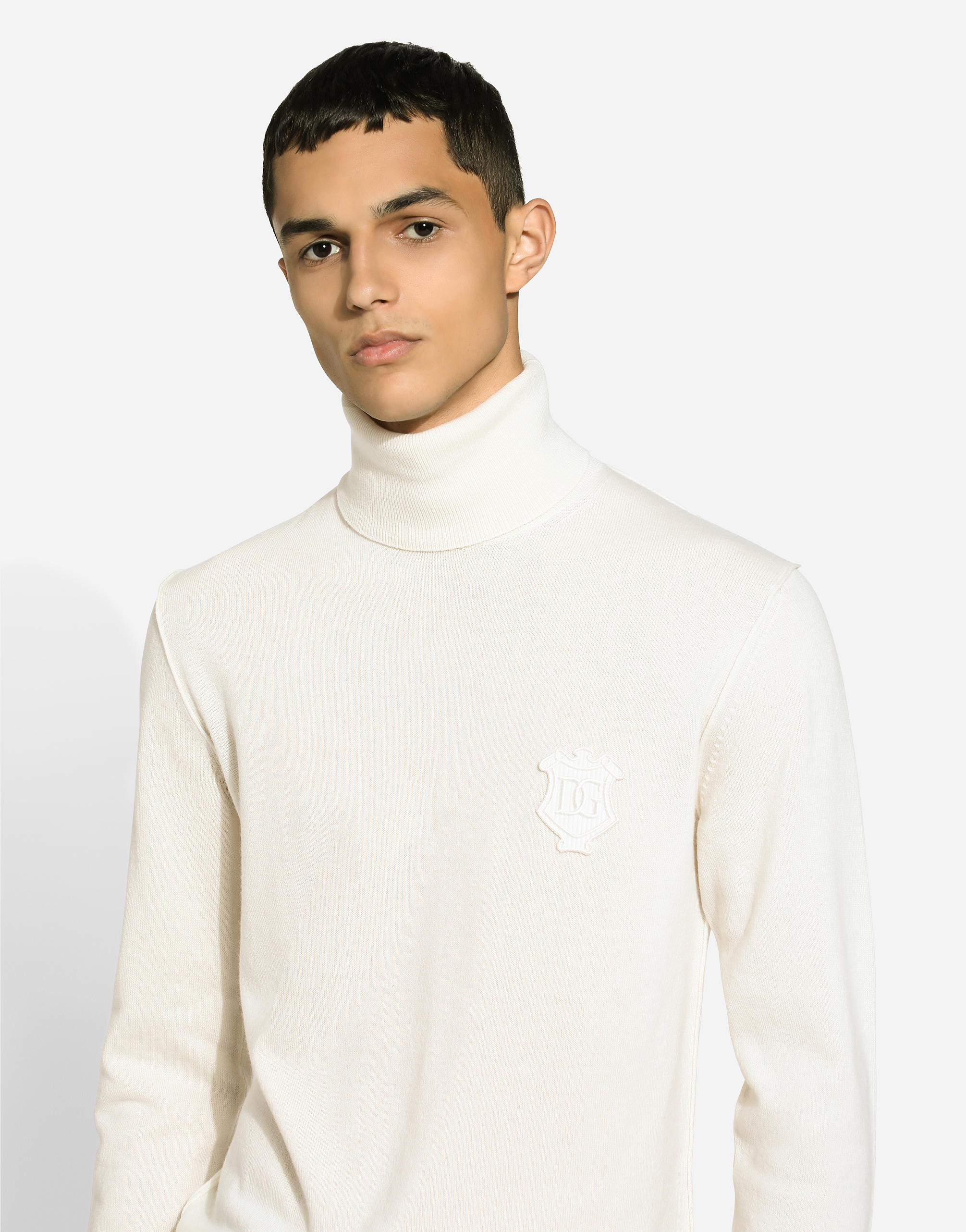 Shop Dolce & Gabbana Wool Turtle-neck Sweater In Beige