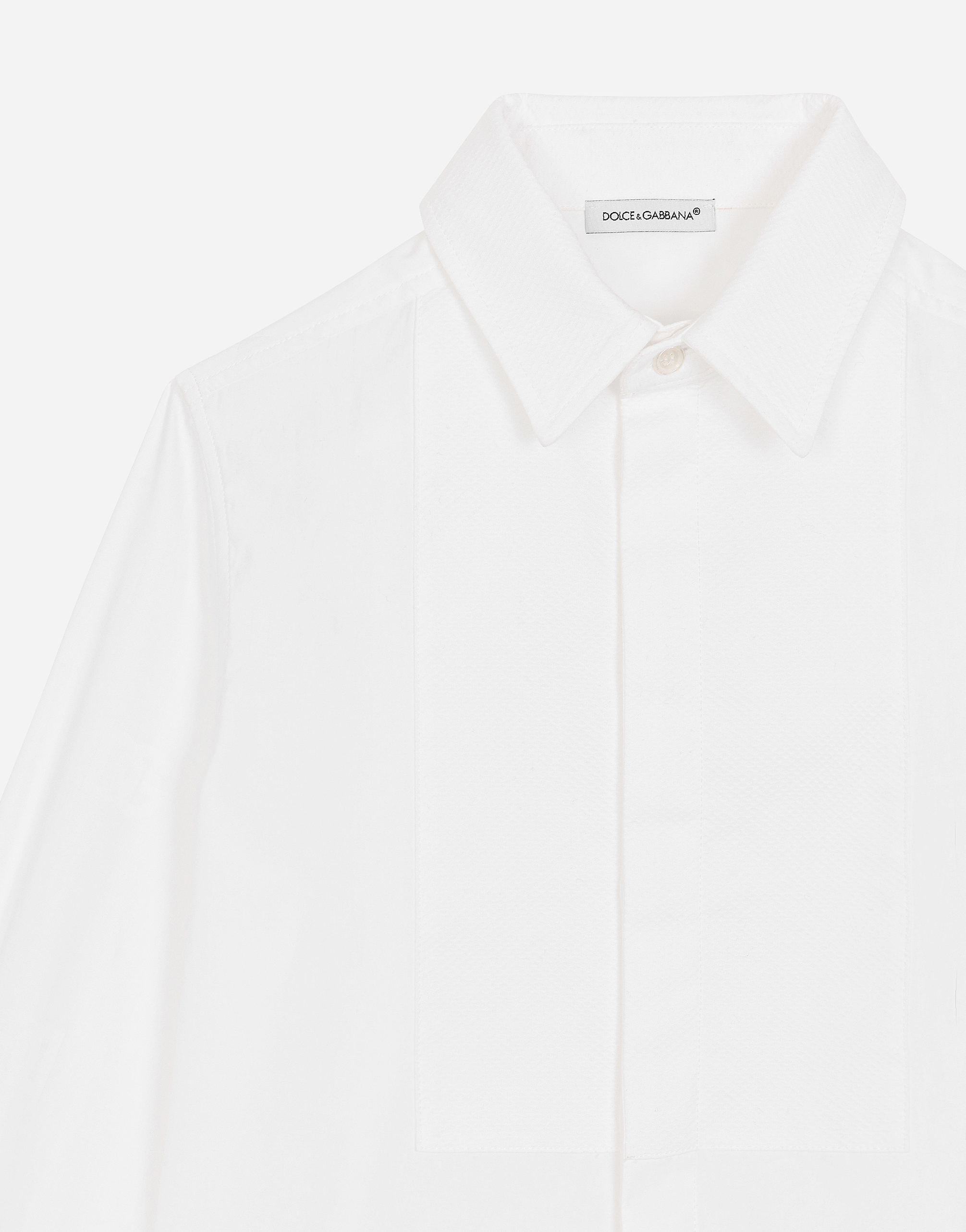 Shop Dolce & Gabbana Poplin Jacquard Shirt With Dg Logo In White