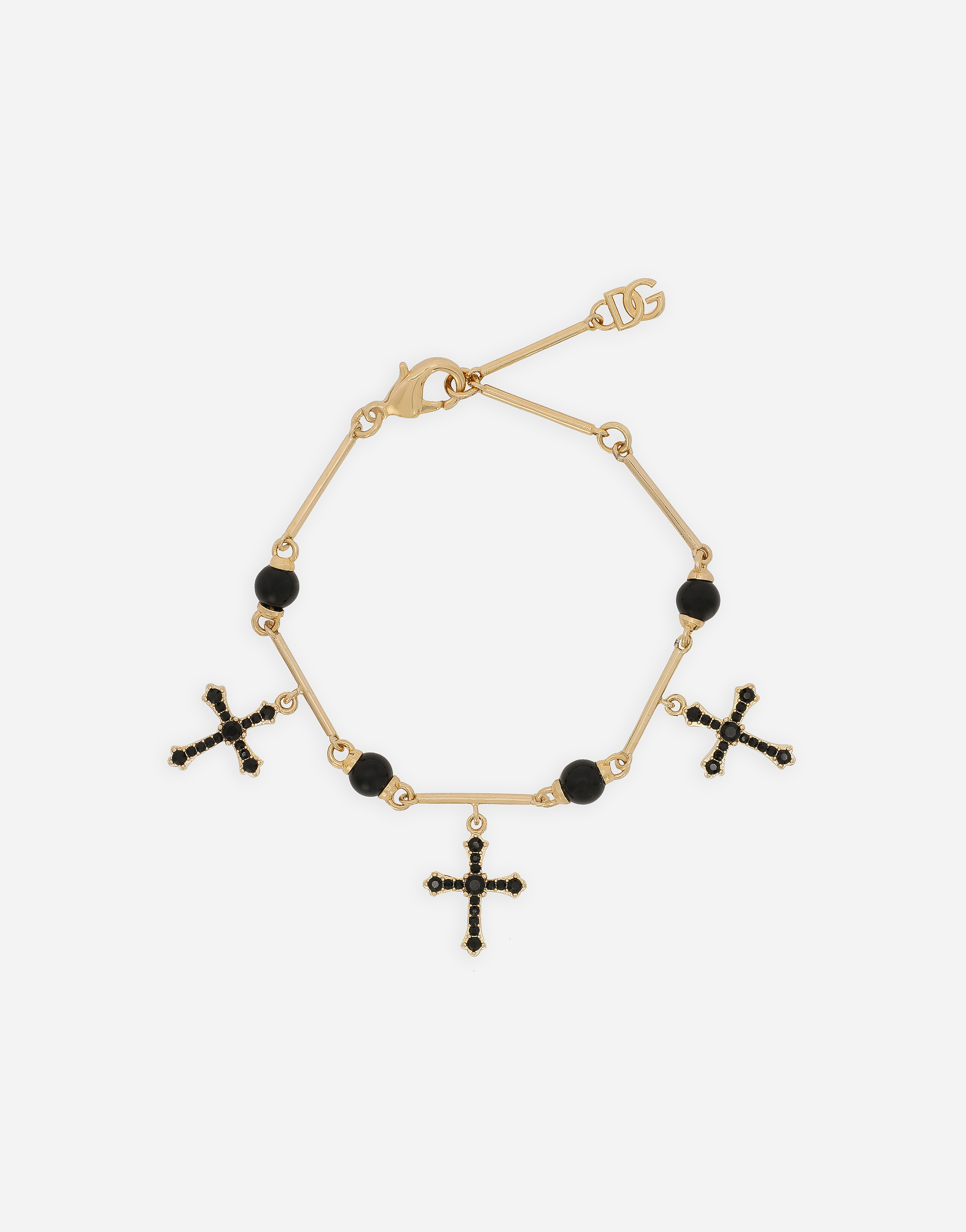 Cross bracelet with “DNA” rhinestones in Gold for Men | Dolce&Gabbana®