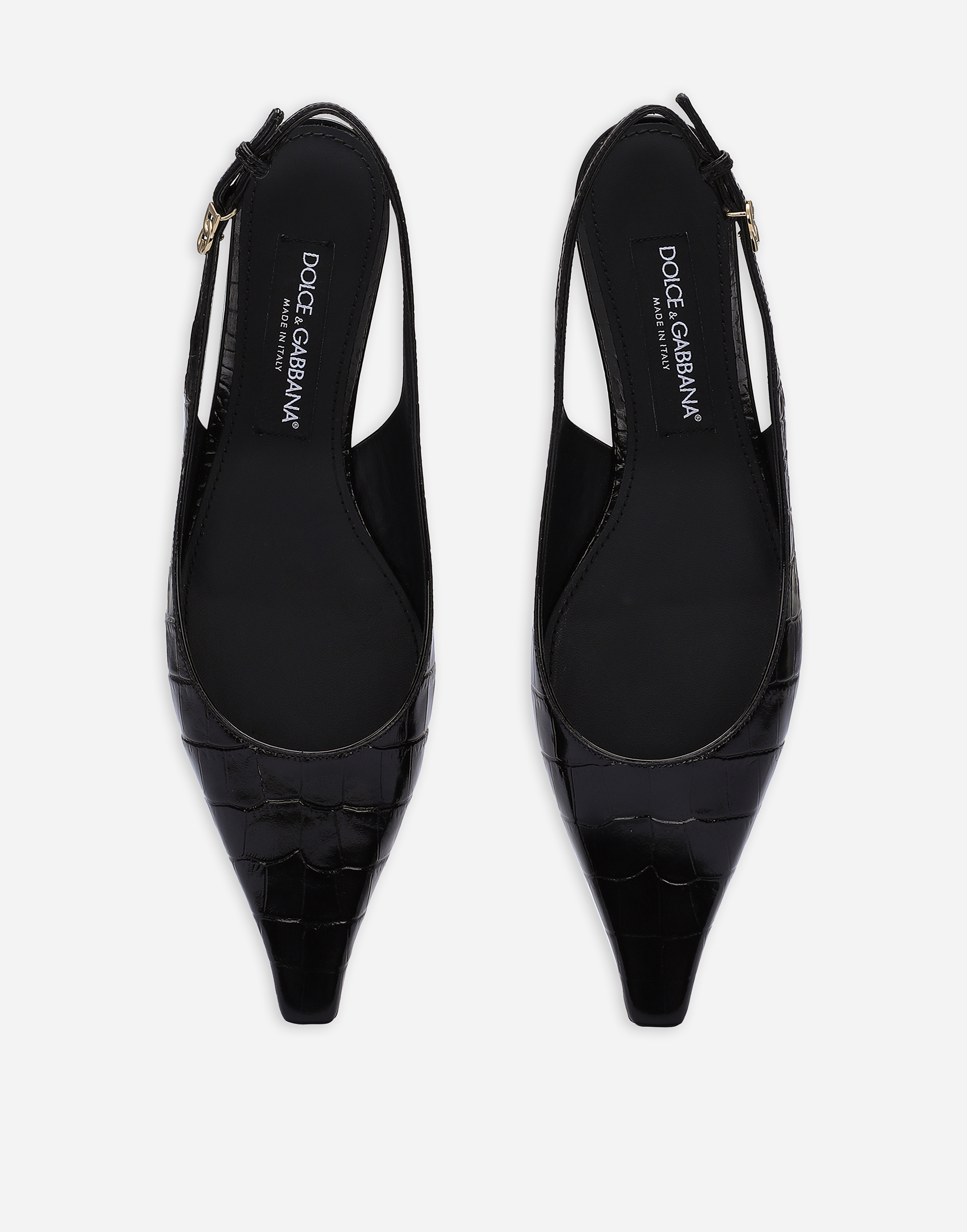 Shop Dolce & Gabbana Crocodile-print Calfskin Slingbacks In Black