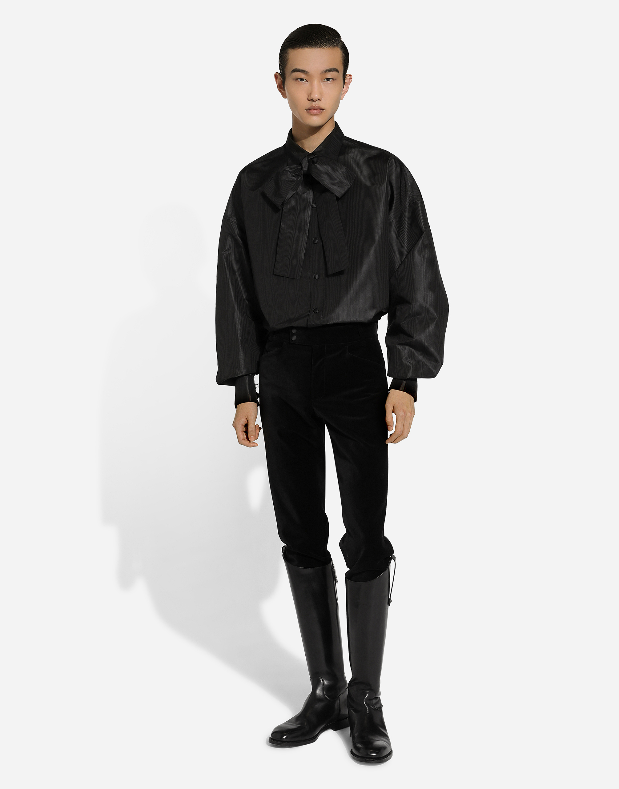 Shop Dolce & Gabbana Super-oversize Silk Shirt In Black