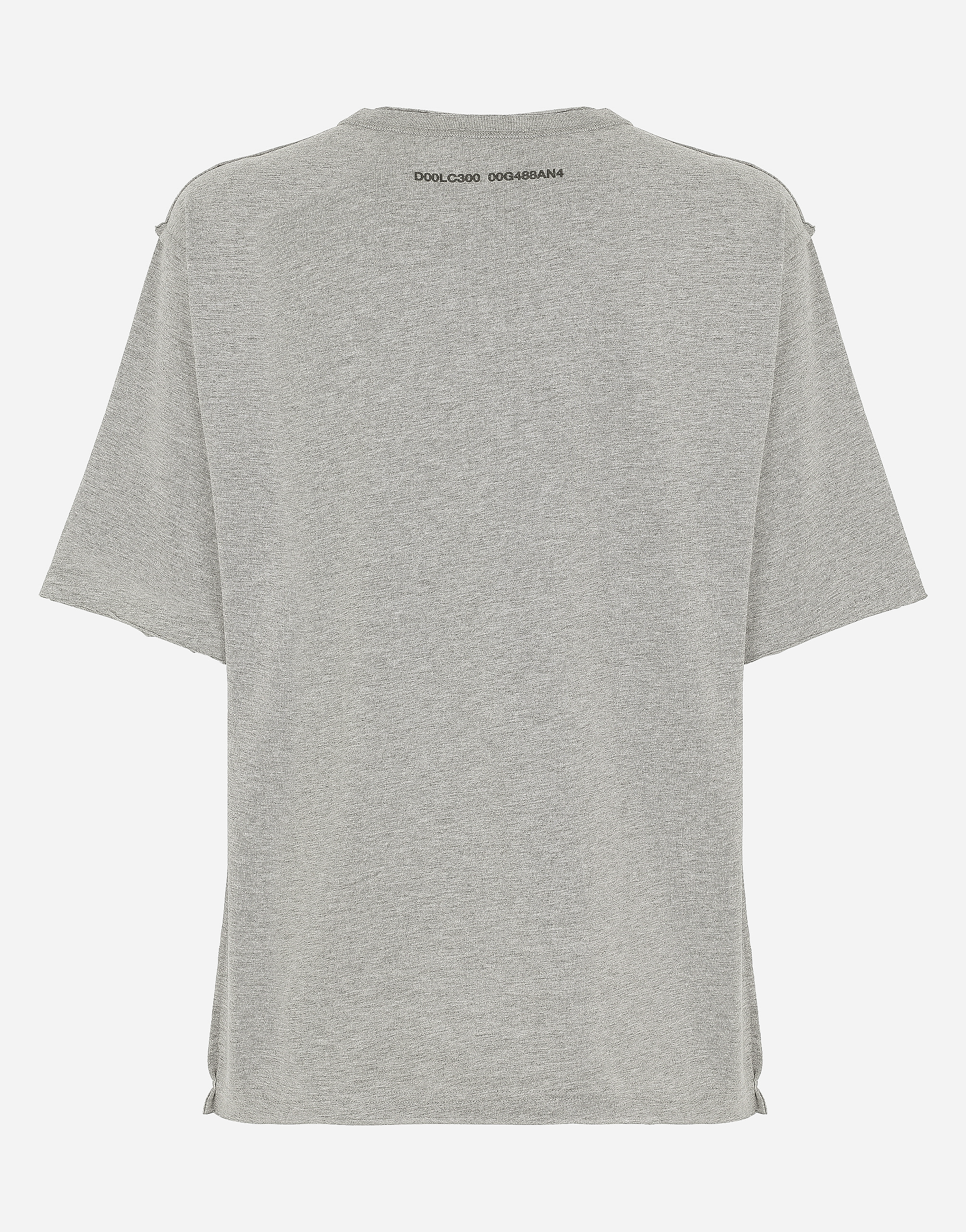 Cotton interlock T-shirt with logo print en Gris de Hombre