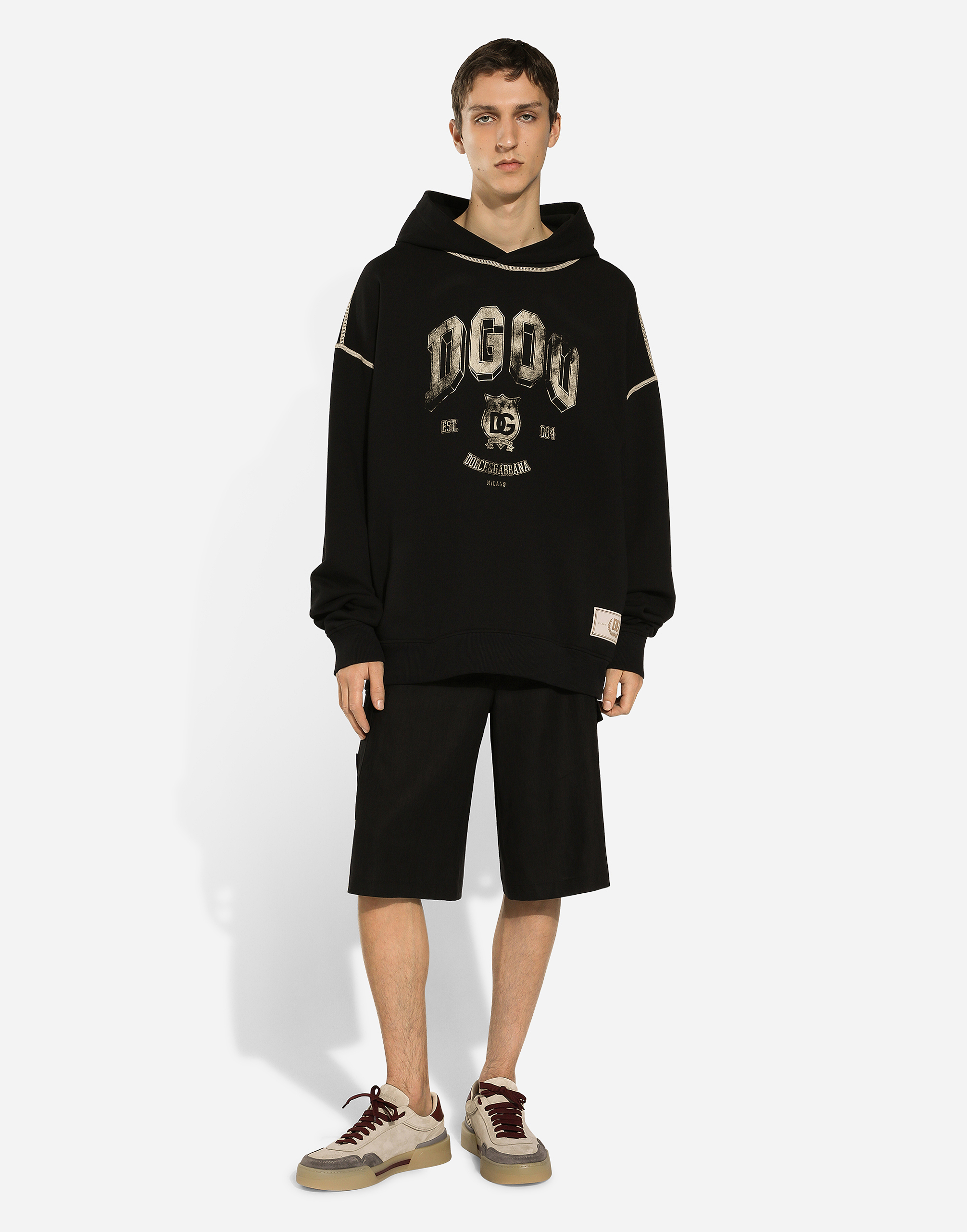 Shop Dolce & Gabbana Oversize Hoodie With Logo In Black