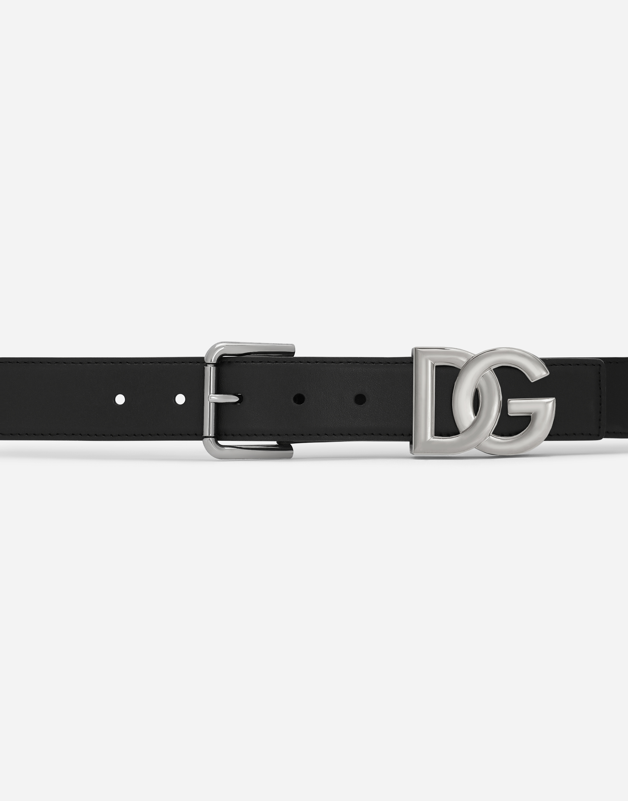 Shop Dolce & Gabbana Calfskin Belt With Dg Logo In Black