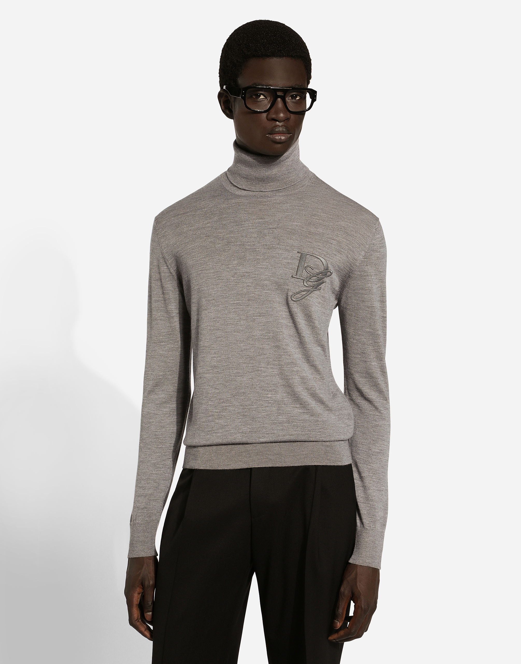 Shop Dolce & Gabbana Cashmere Turtle-neck Sweater In Grey