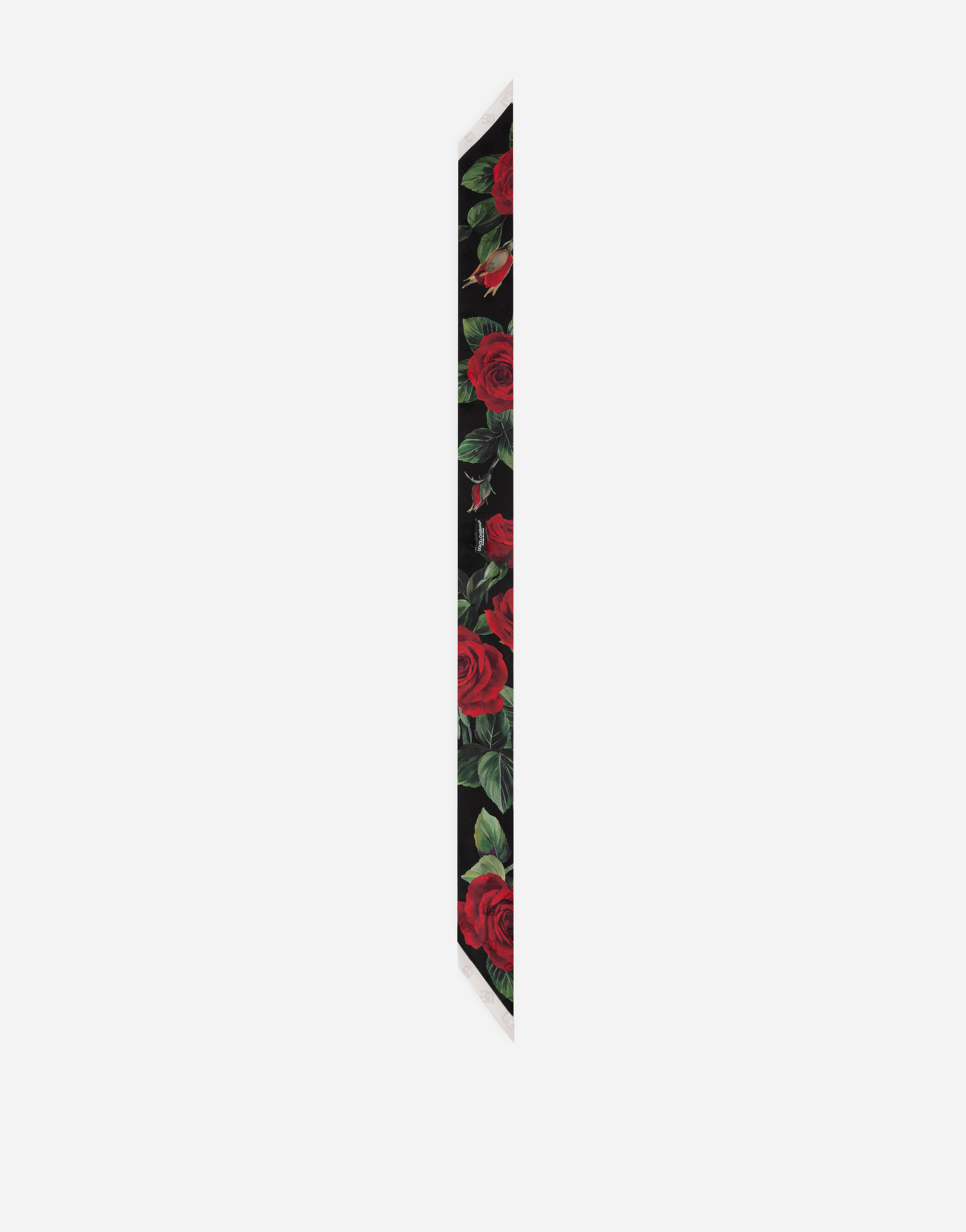 Shop Dolce & Gabbana Jacquard Twill Headscarf With Dg Log And Rose Print (6x100)