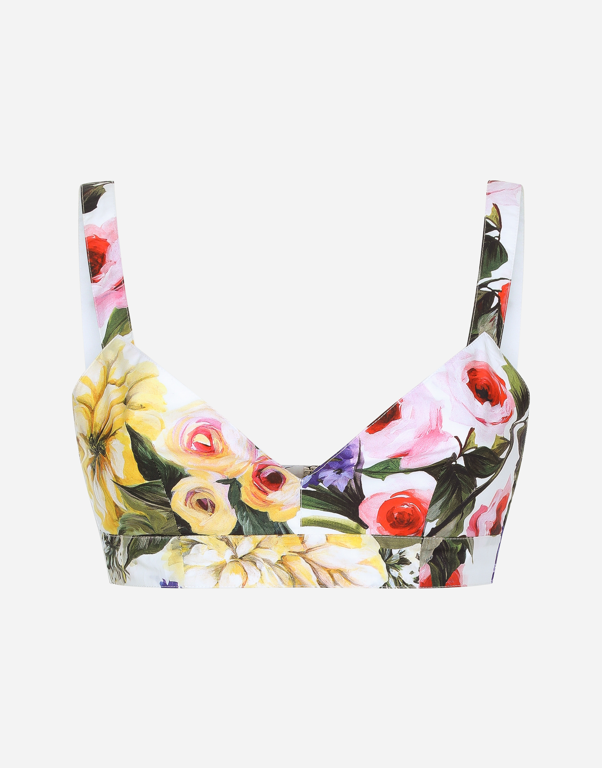 Dolce & Gabbana Floral Bustier Top in White & Pink