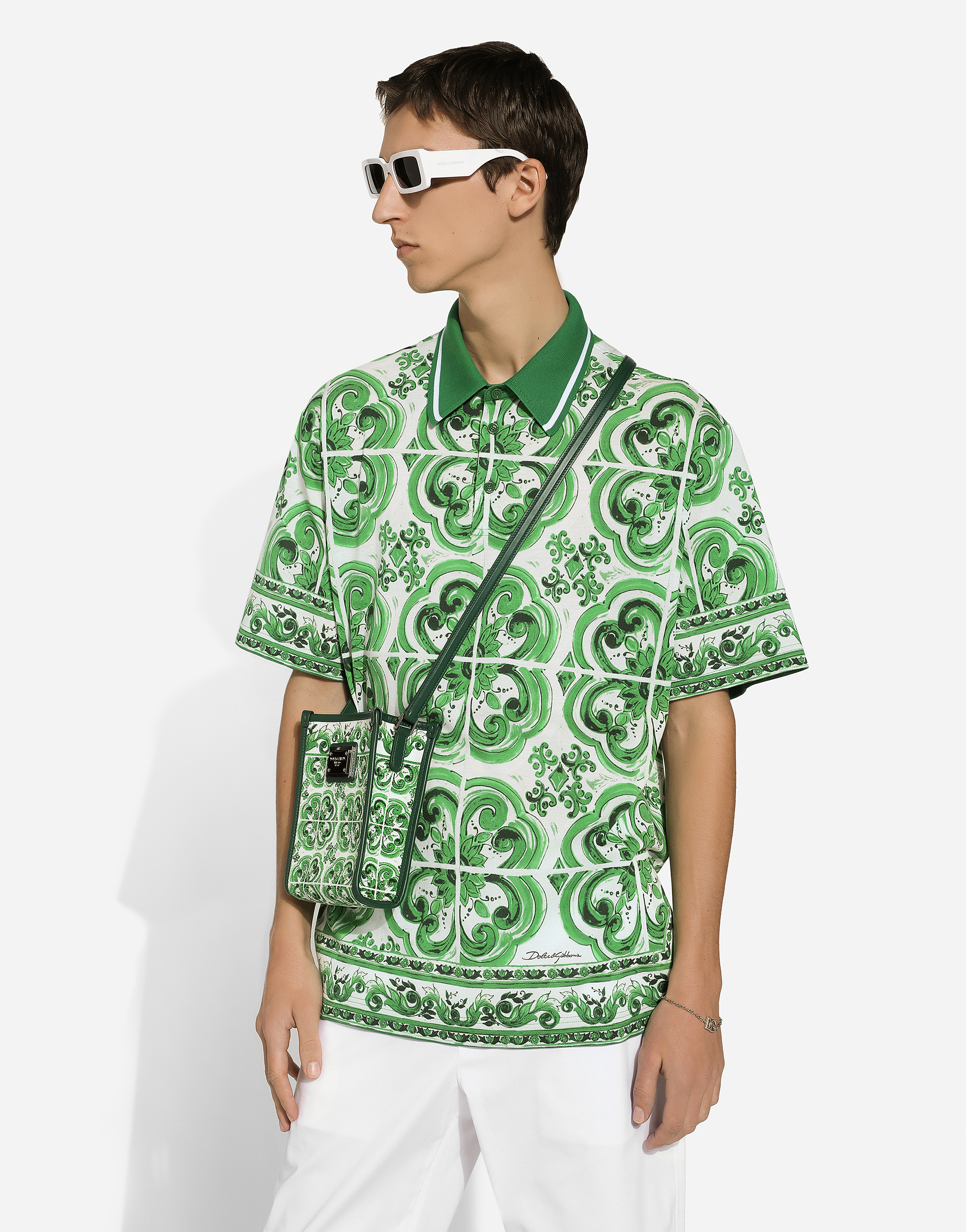 Shop Dolce & Gabbana Cotton Polo-shirt With Majolica Print