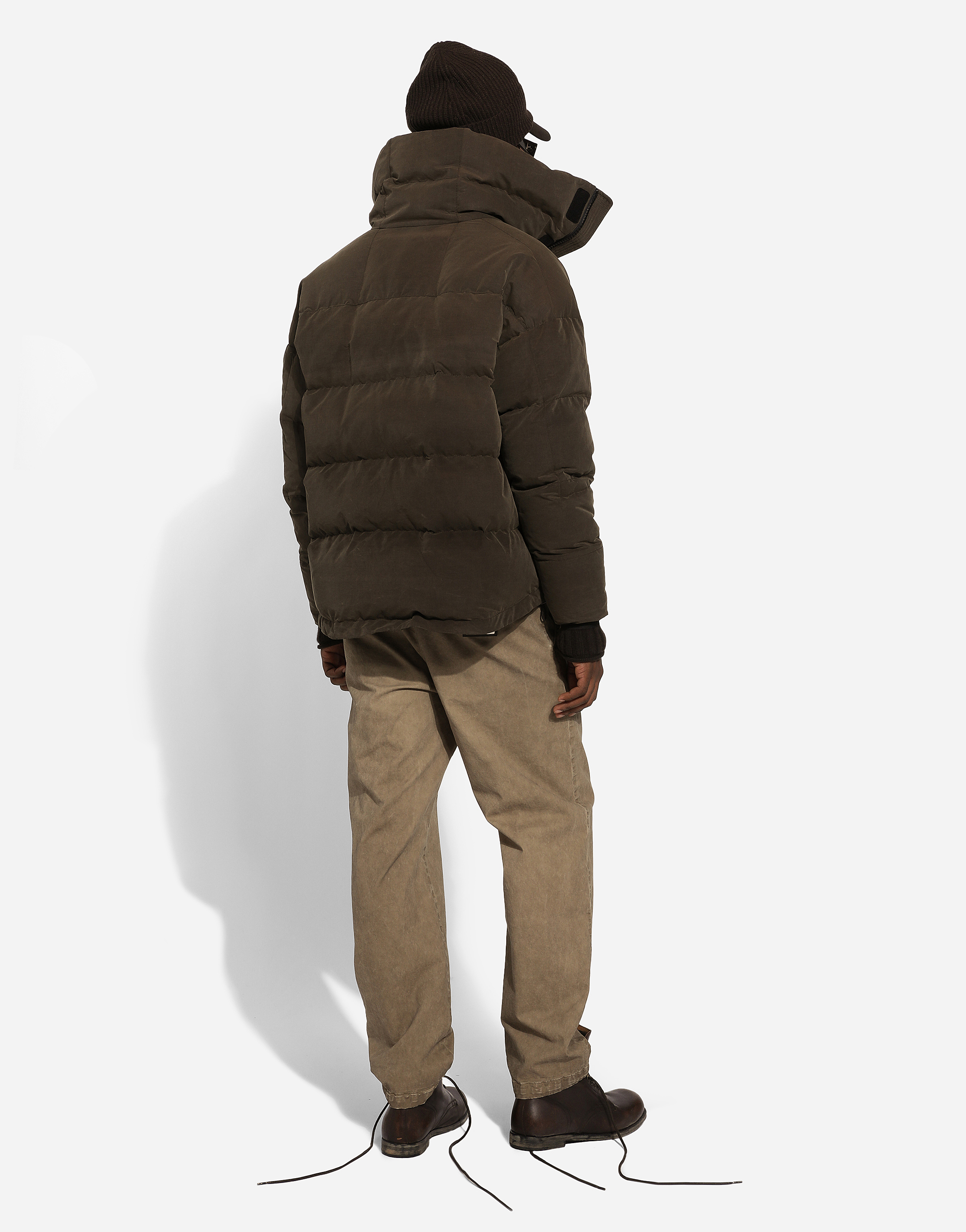 Shop Dolce & Gabbana Padded Canvas Jacket With High Neck In Brown