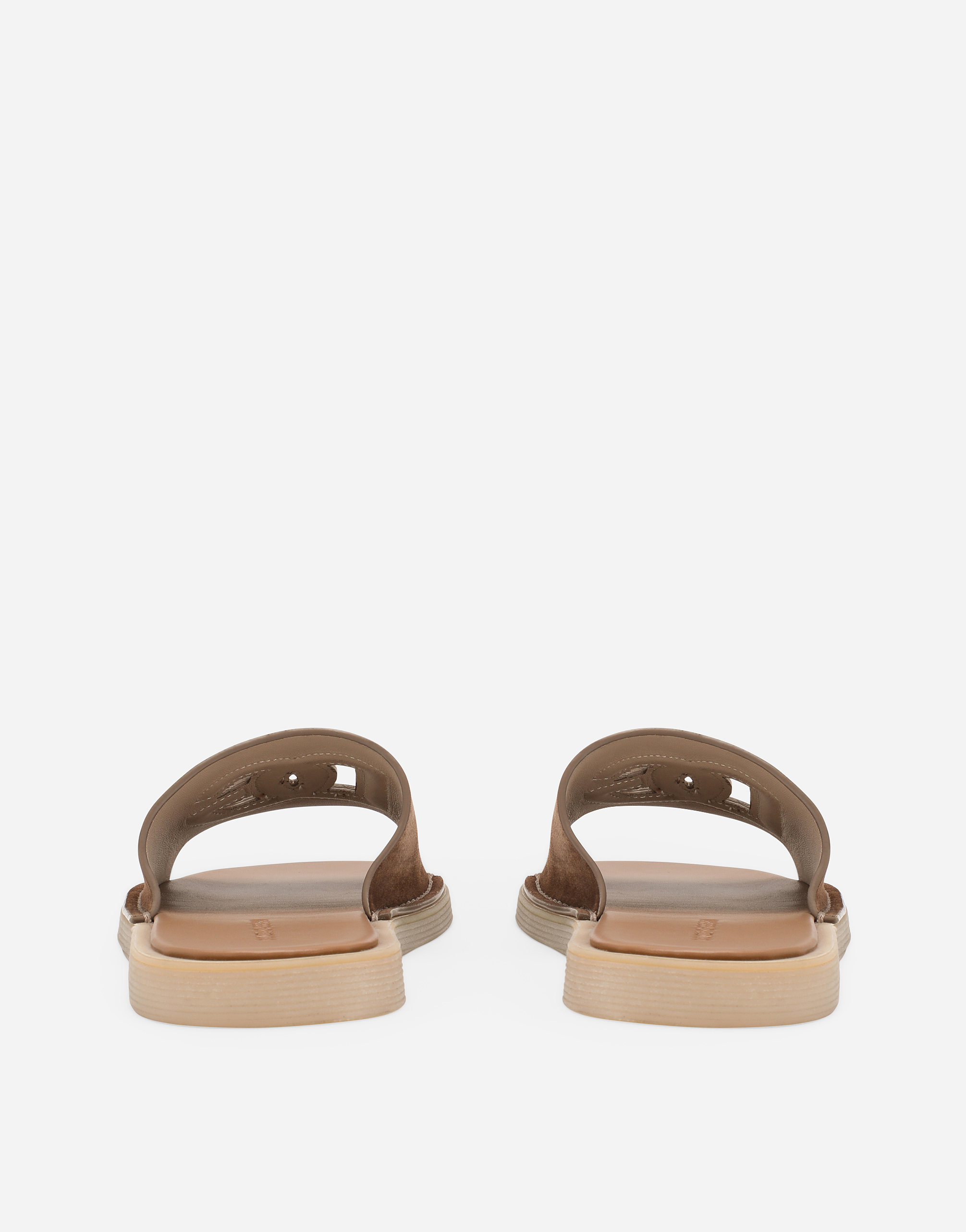 Shop Dolce & Gabbana Suede Sliders In Marrone