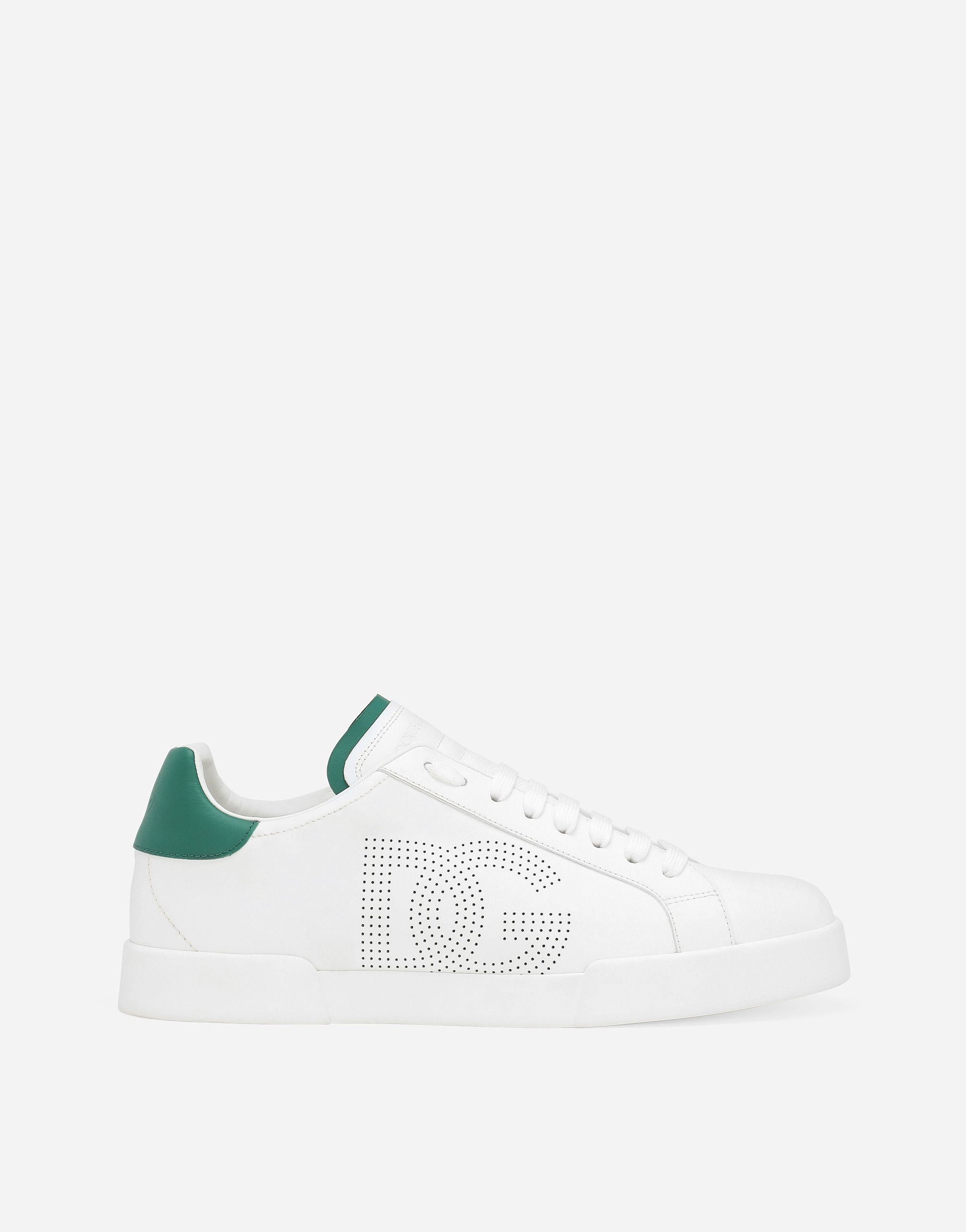 Shop Dolce & Gabbana Calfskin Portofino Sneakers In Bianco