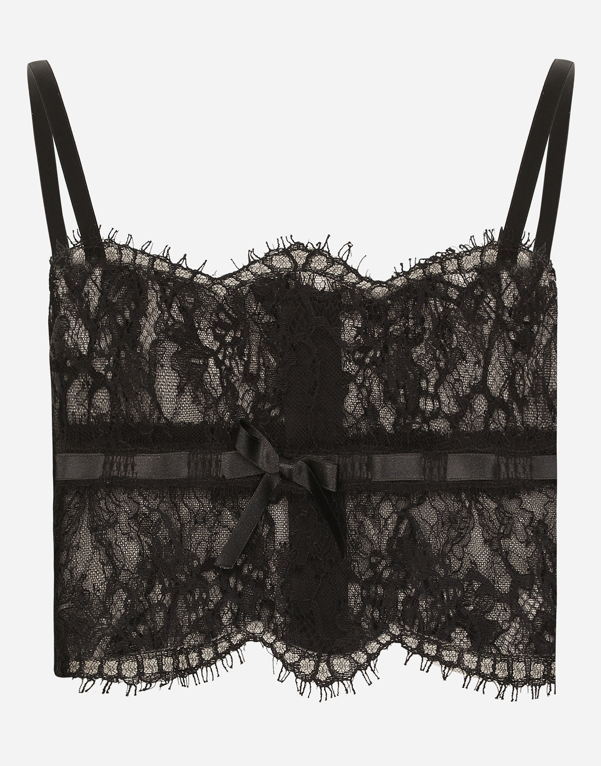 Shop Dolce & Gabbana Lace Lingerie Top In Black