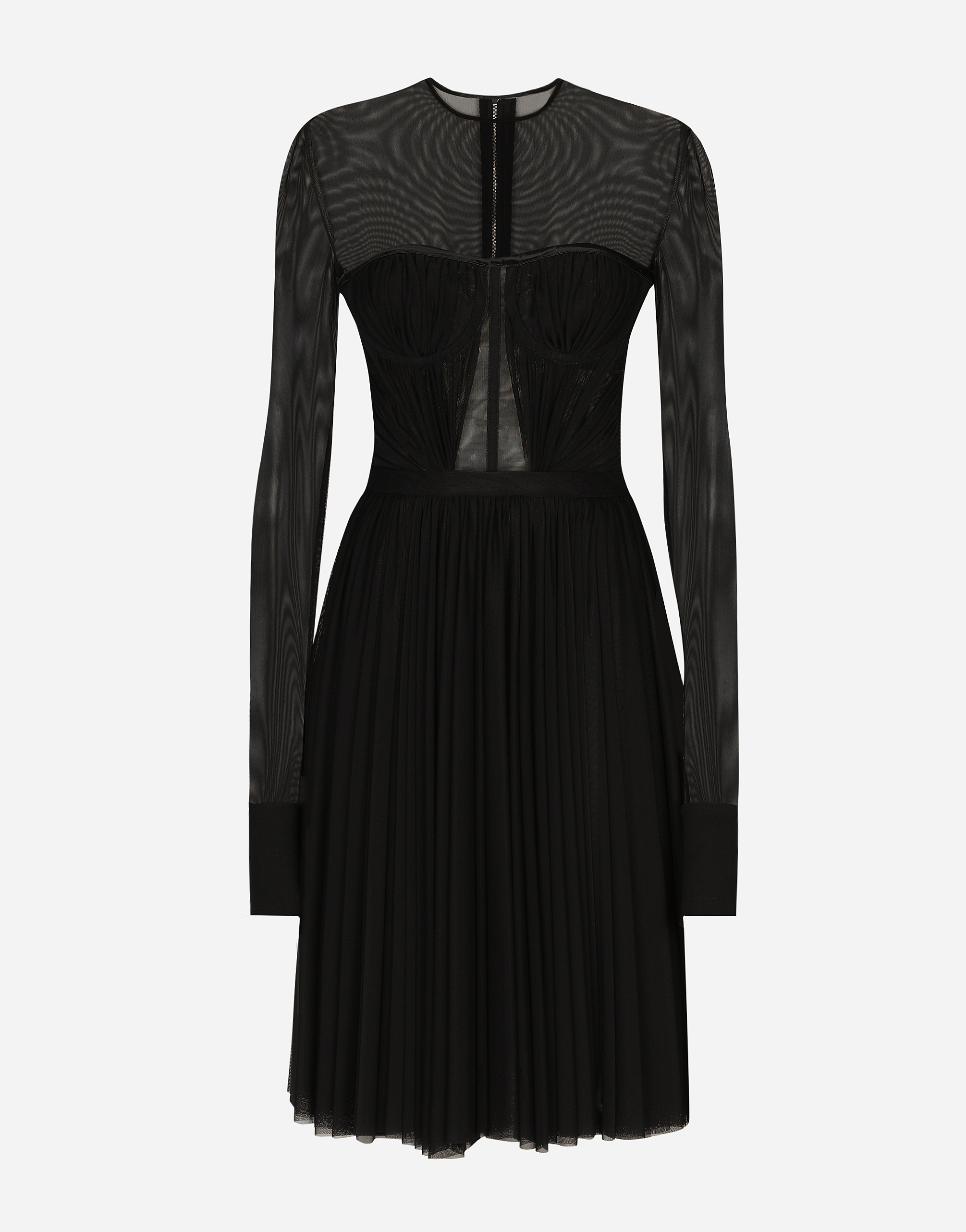 Shop Dolce & Gabbana Light Tulle Dress With Corset Details In ブラック