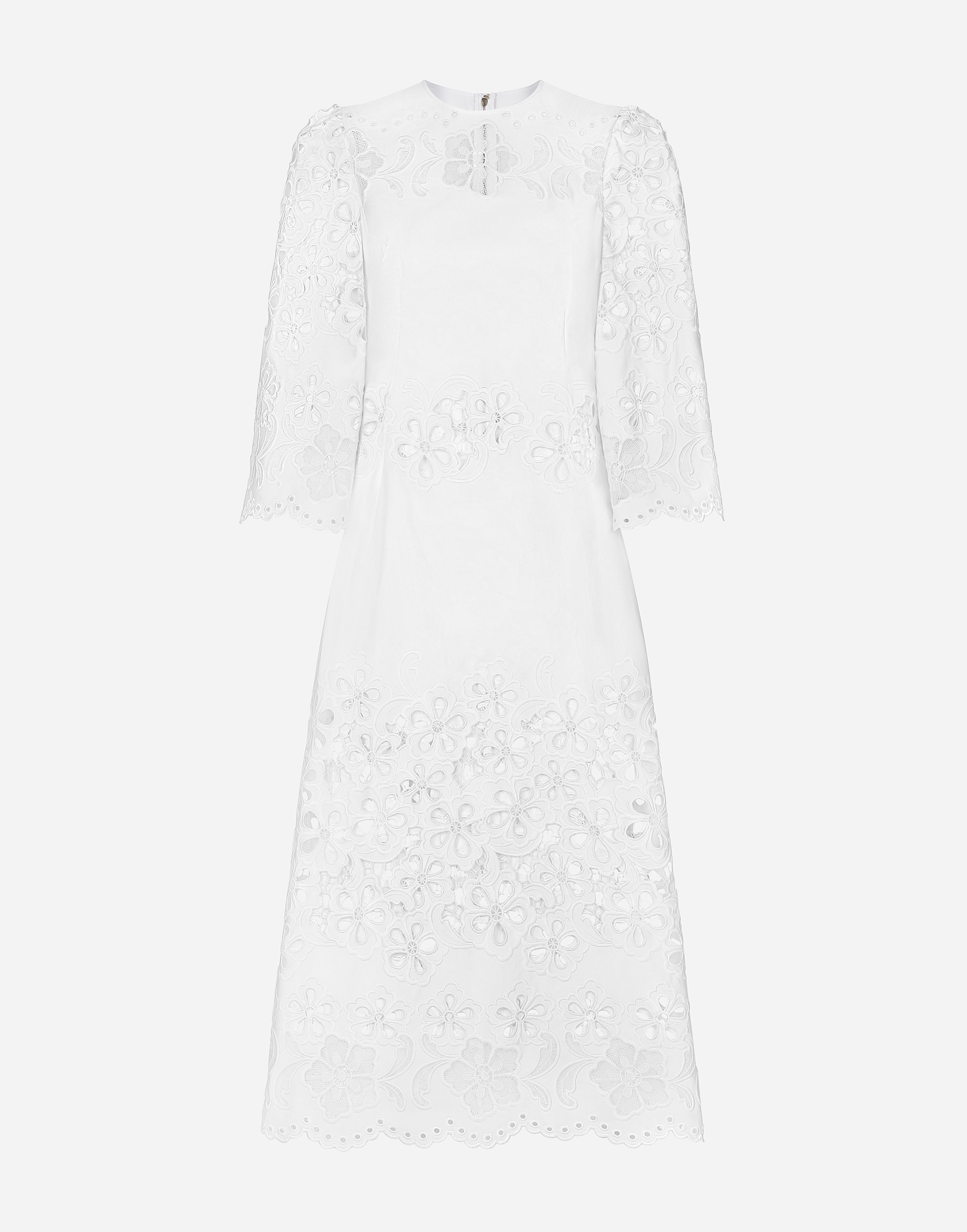 Shop Dolce & Gabbana Cotton Calf-length Dress With Cut-out Detailing In ホワイト