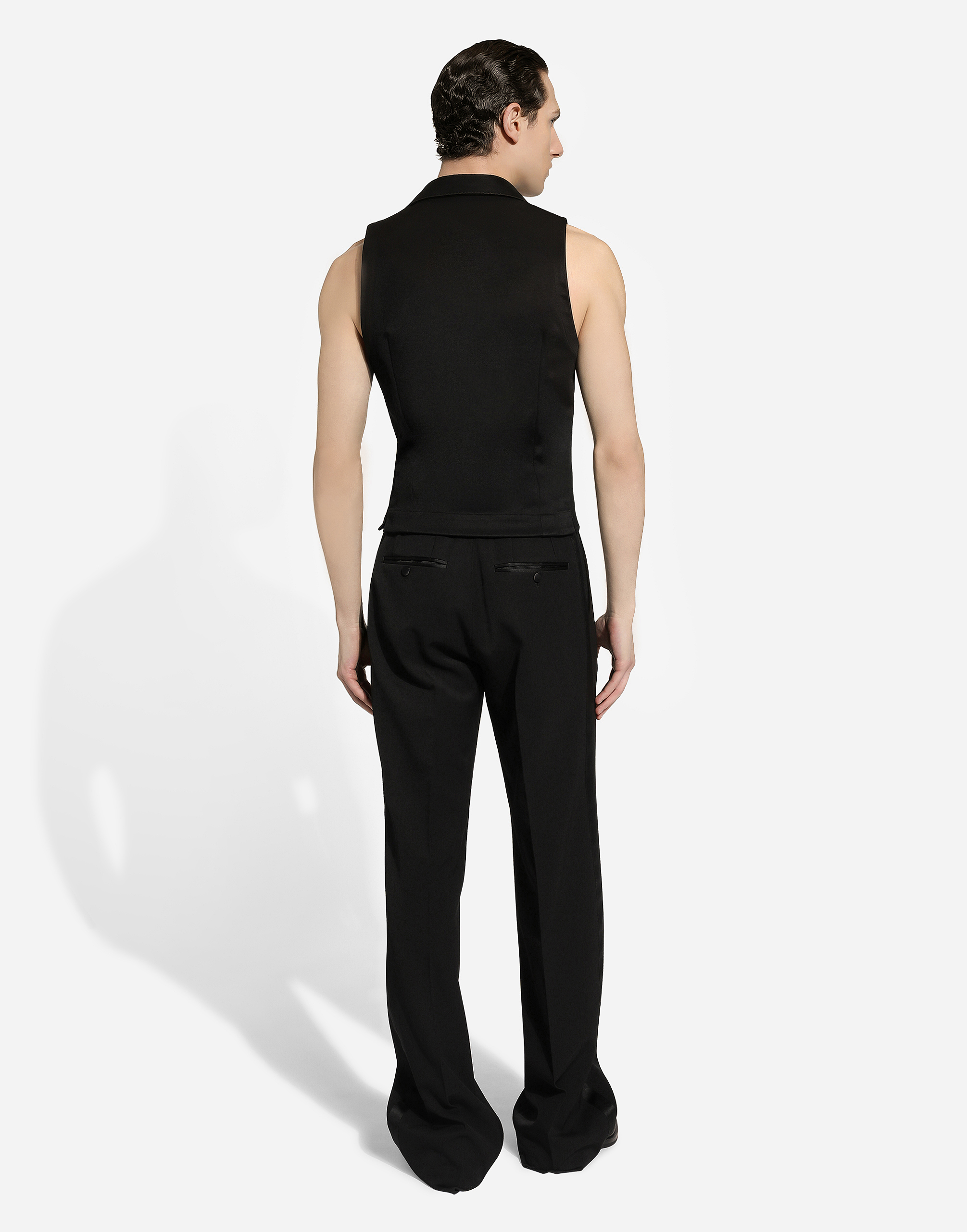 Shop Dolce & Gabbana Single-breasted Gabardine Vest In Black