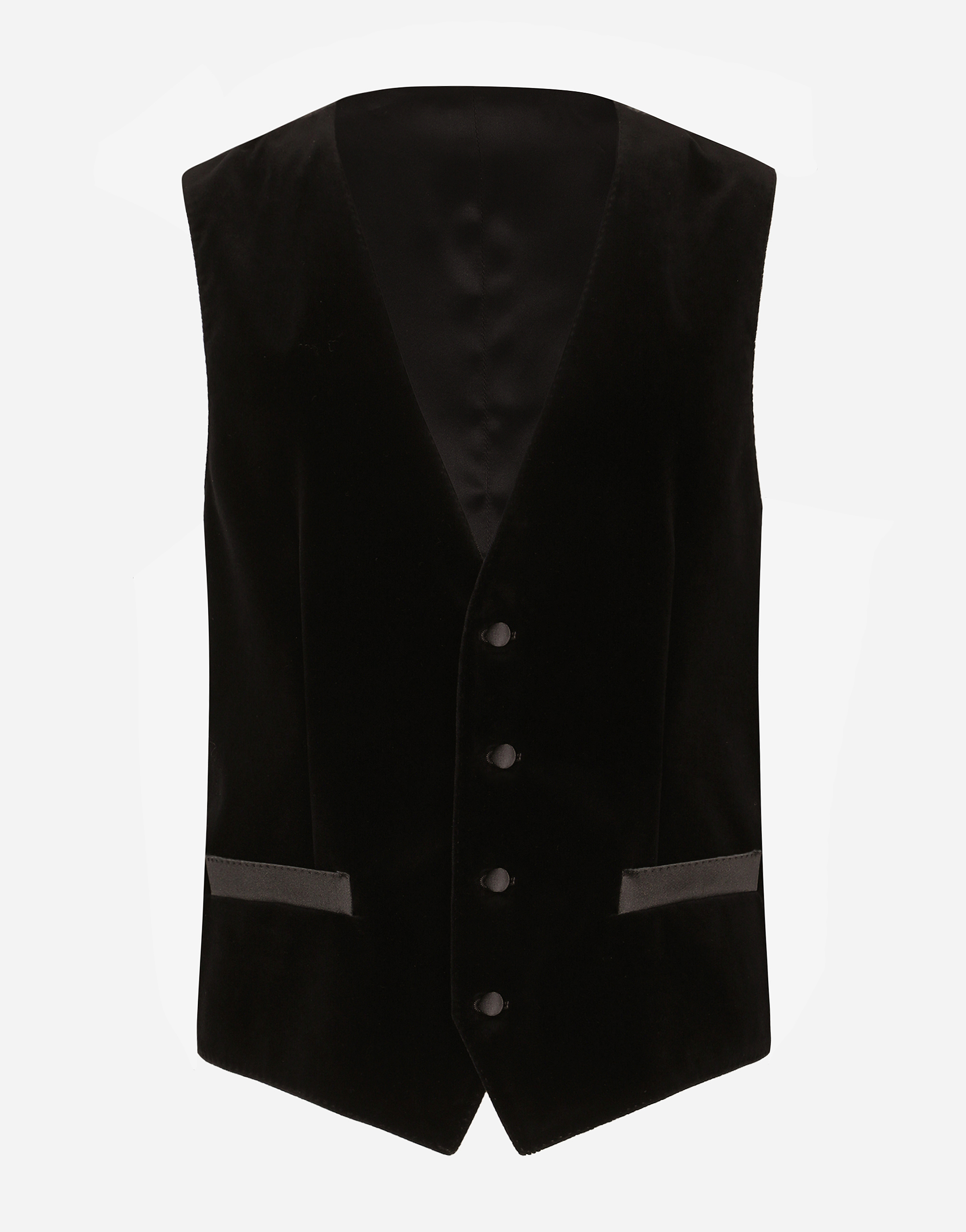 Shop Dolce & Gabbana Single-breasted Velvet Vest In Black