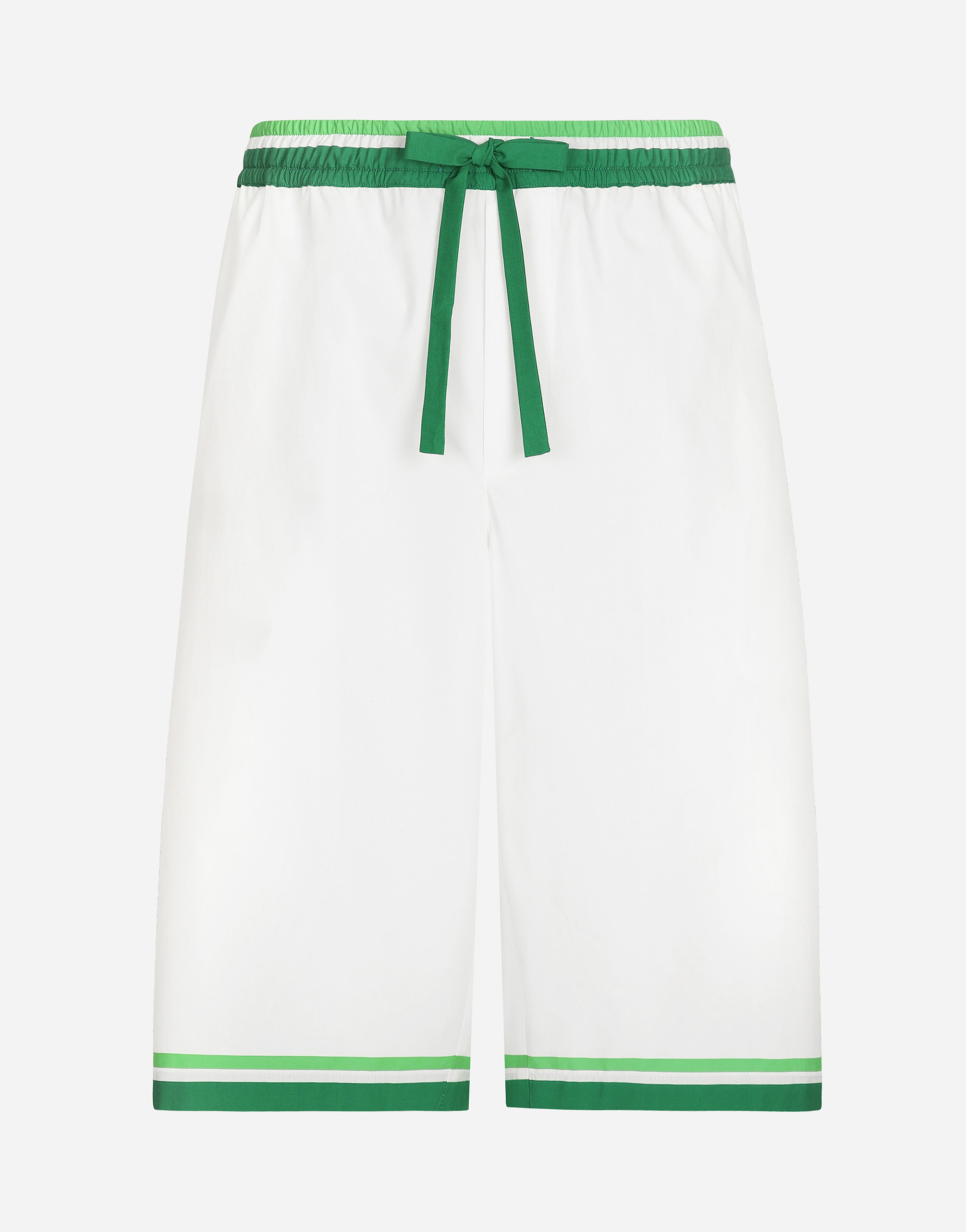 Shop Dolce & Gabbana Poplin Jogging Shorts With Majolica Print