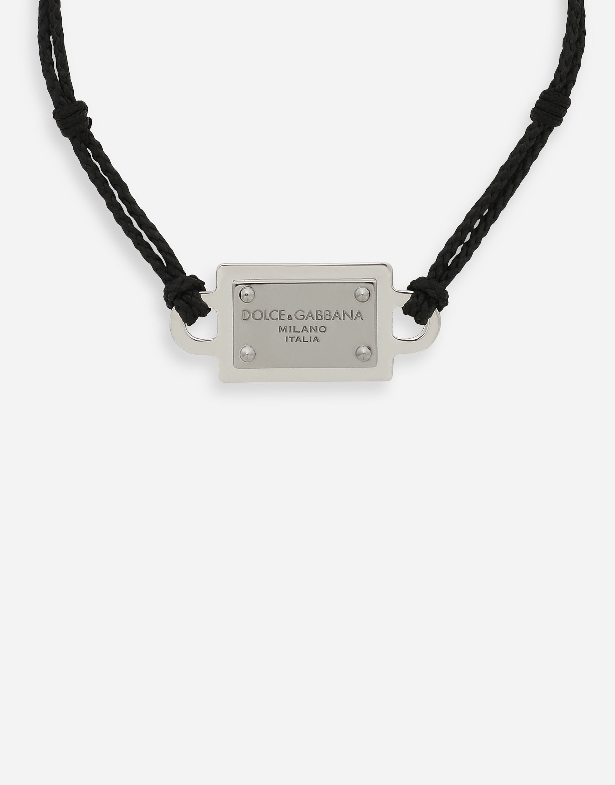 Shop Dolce & Gabbana Cord Bracelet With Branded Tag In マルチカラー