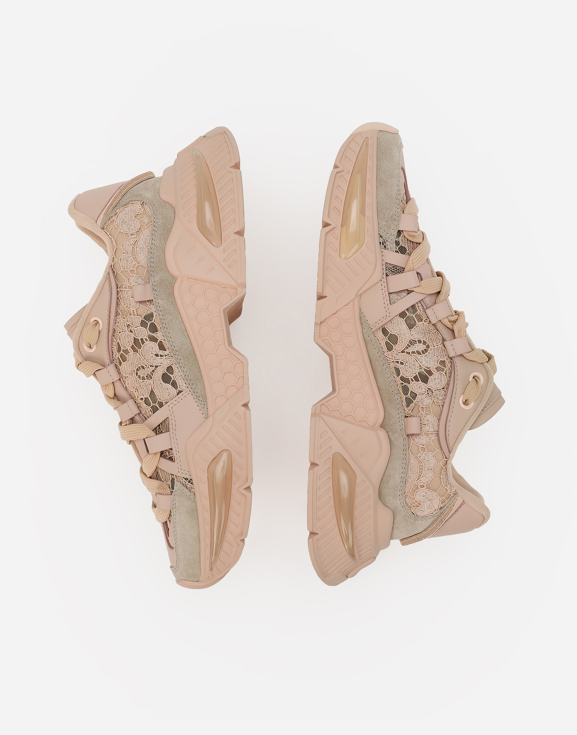 Shop Dolce & Gabbana Mixed-material Airmaster Sneakers In Beige