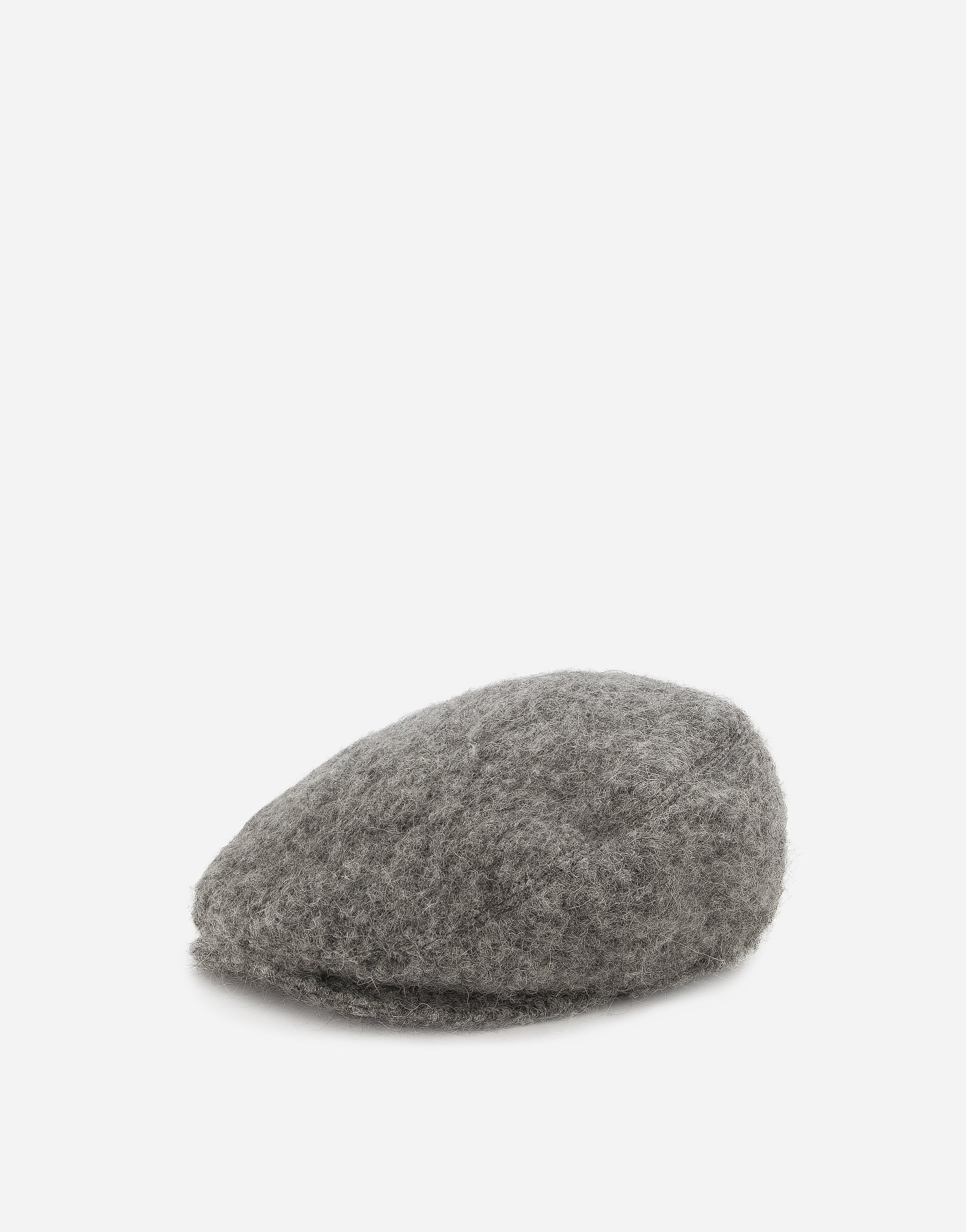 Mohair wool flat cap with logo tag in Grey for Men | Dolce&Gabbana®